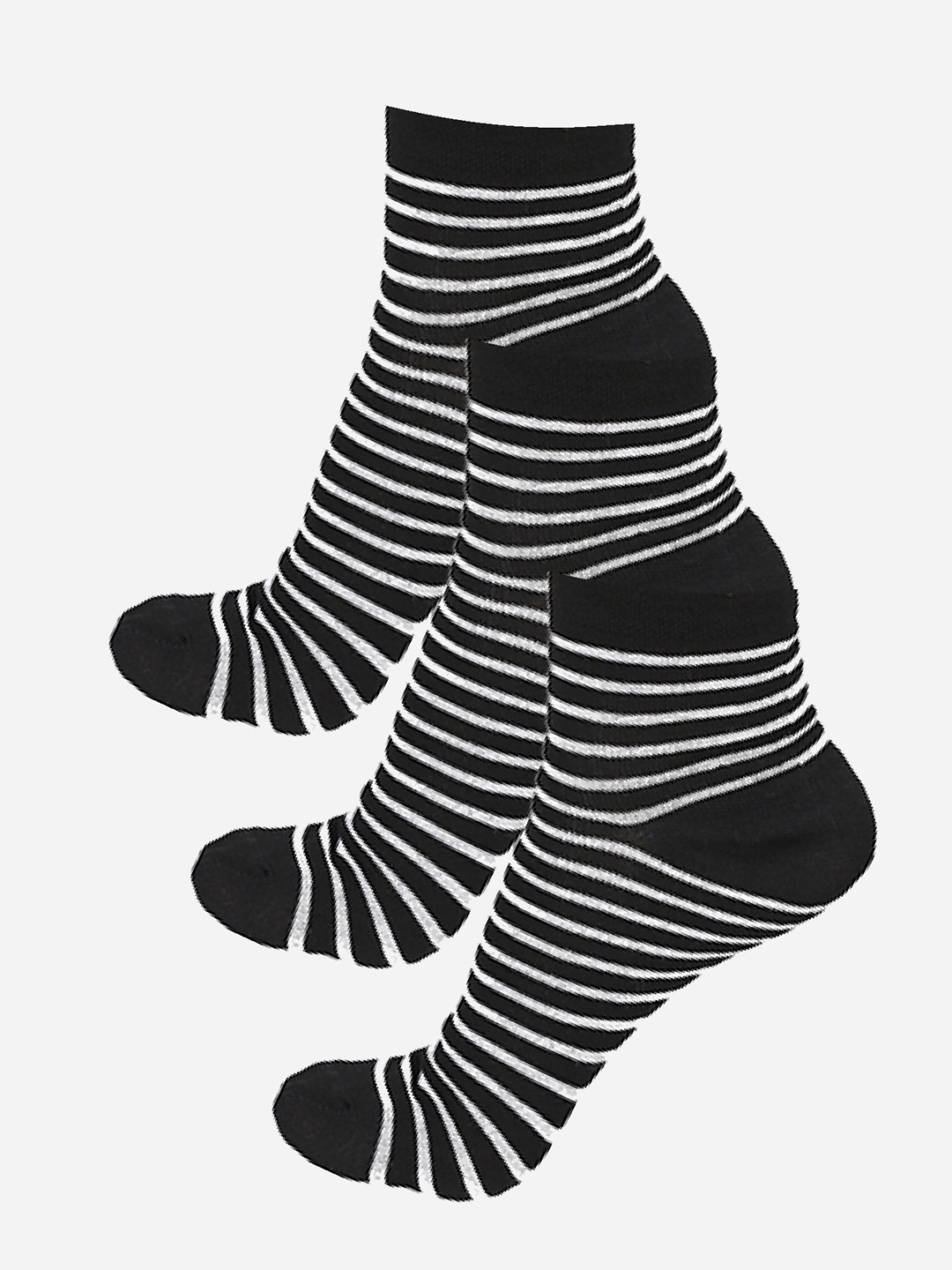 

Bodycare Women Pack Of 3 Cotton Striped Ankle-Length Socks, Black