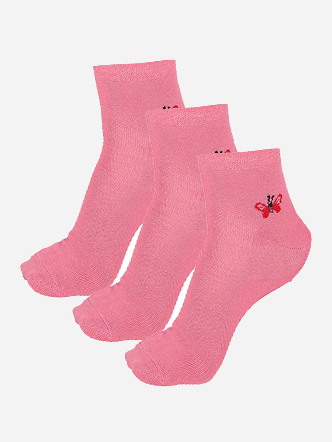 

Bodycare Pack Of 3 Printed Ankle-Length Socks, Pink