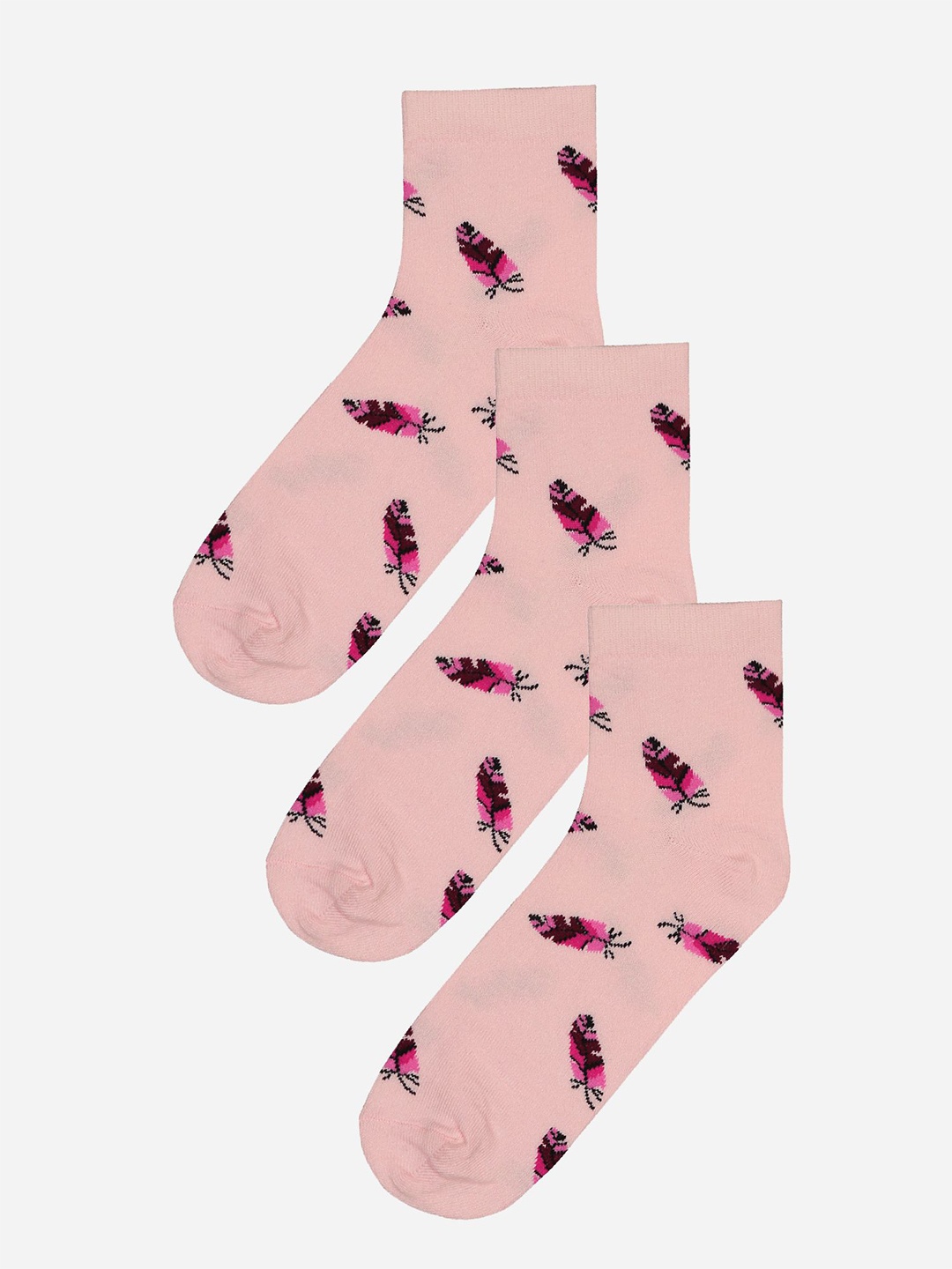 

Bodycare Pack Of 3 Printed Ankle-Length Socks, Pink