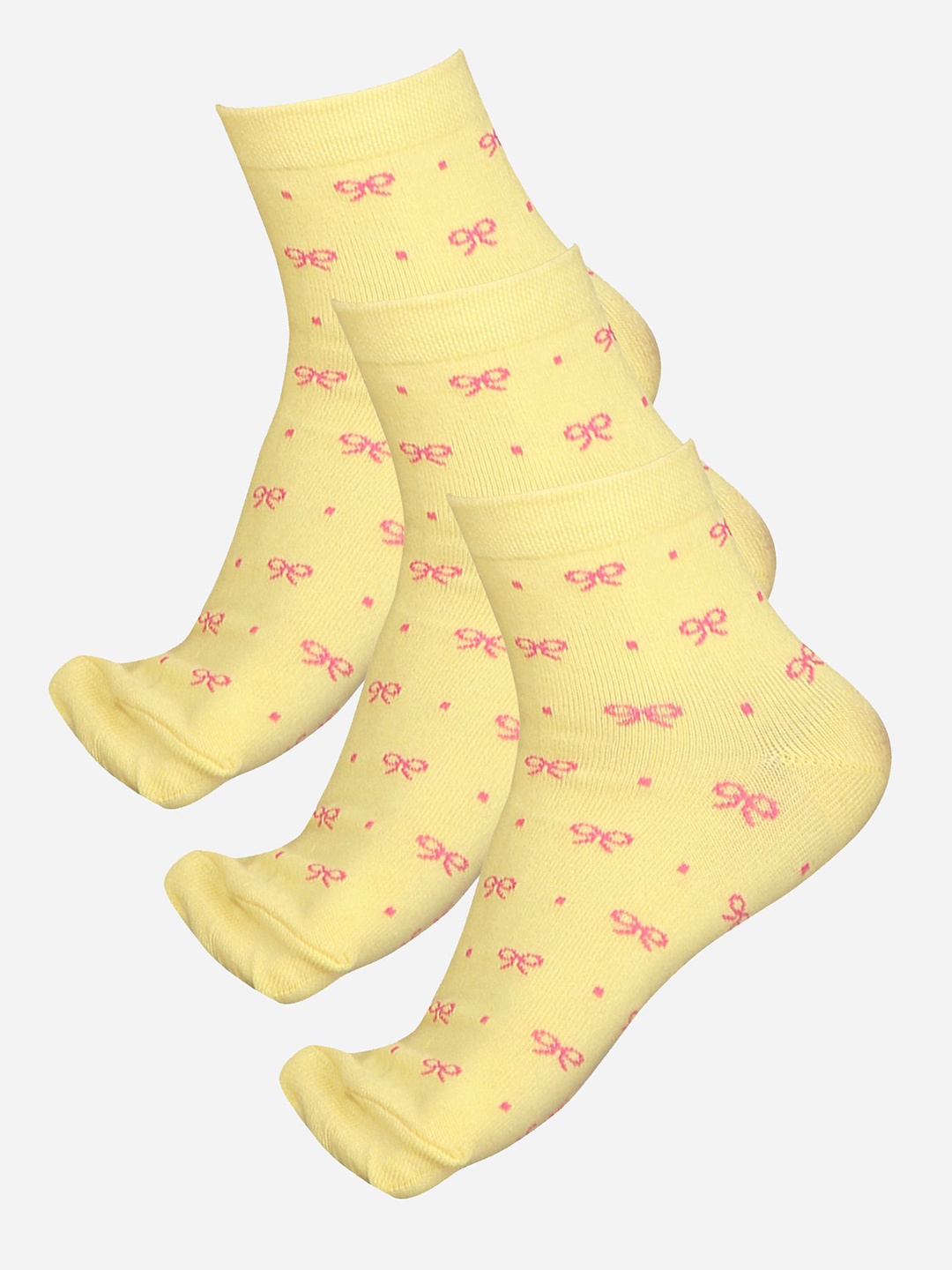 

Bodycare Pack Of 3 Printed Cotton Ankle-Length Socks, Yellow