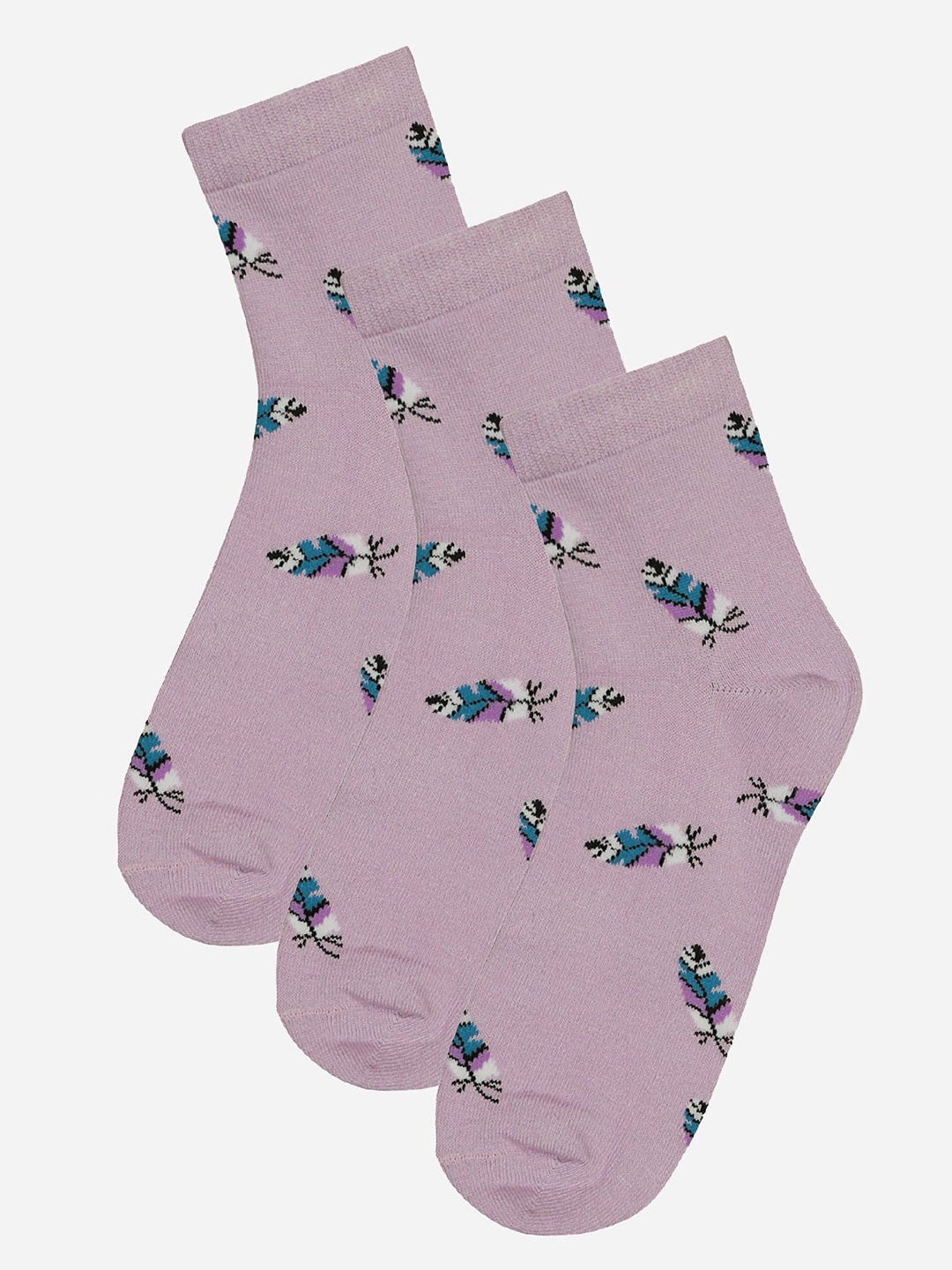 

Bodycare Women Pack Of 3 Printed Cotton Ankle Length Socks, Purple