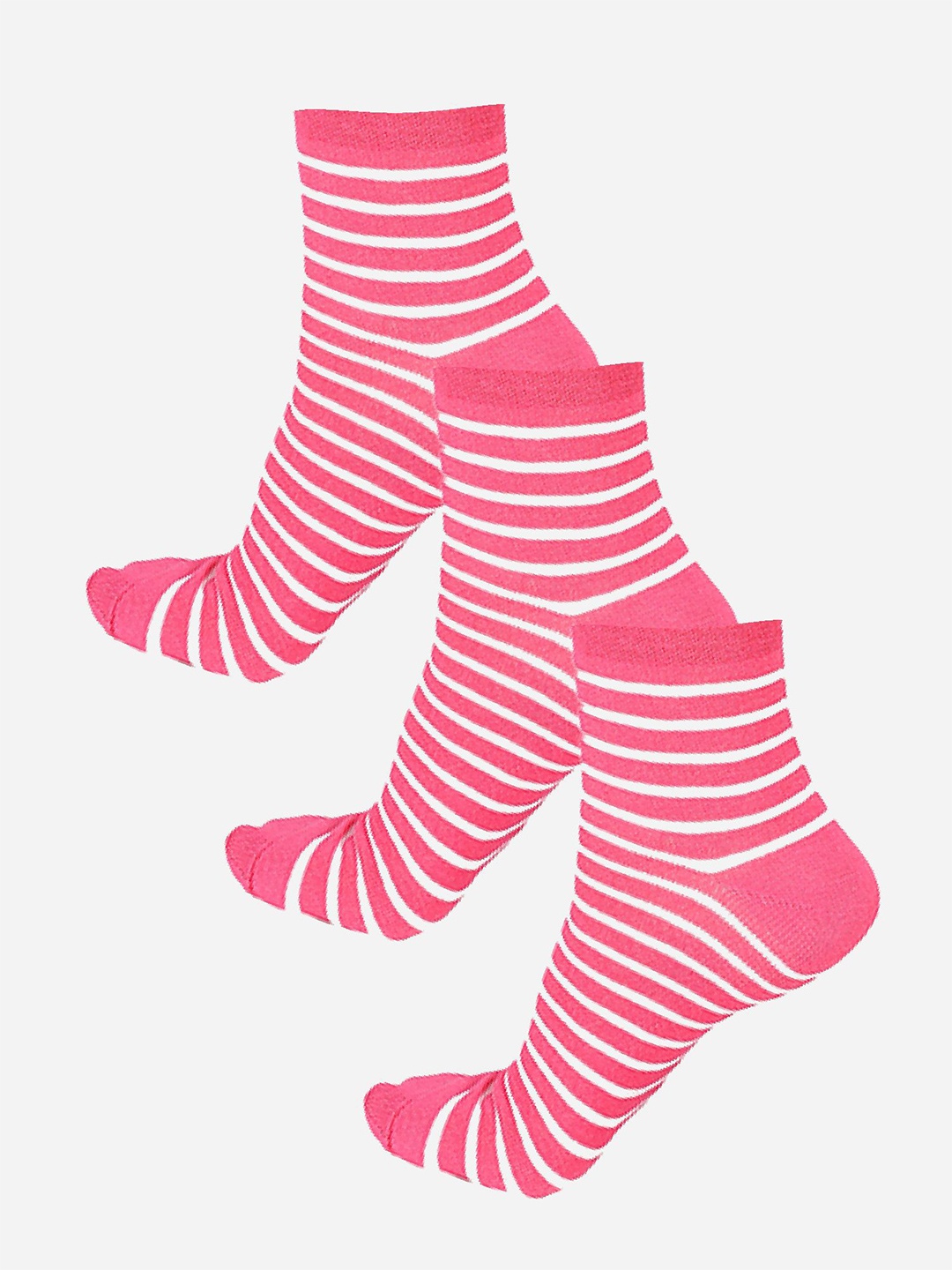 

Bodycare Women Pack Of 3 Striped Ankle-Length Socks, Fuchsia