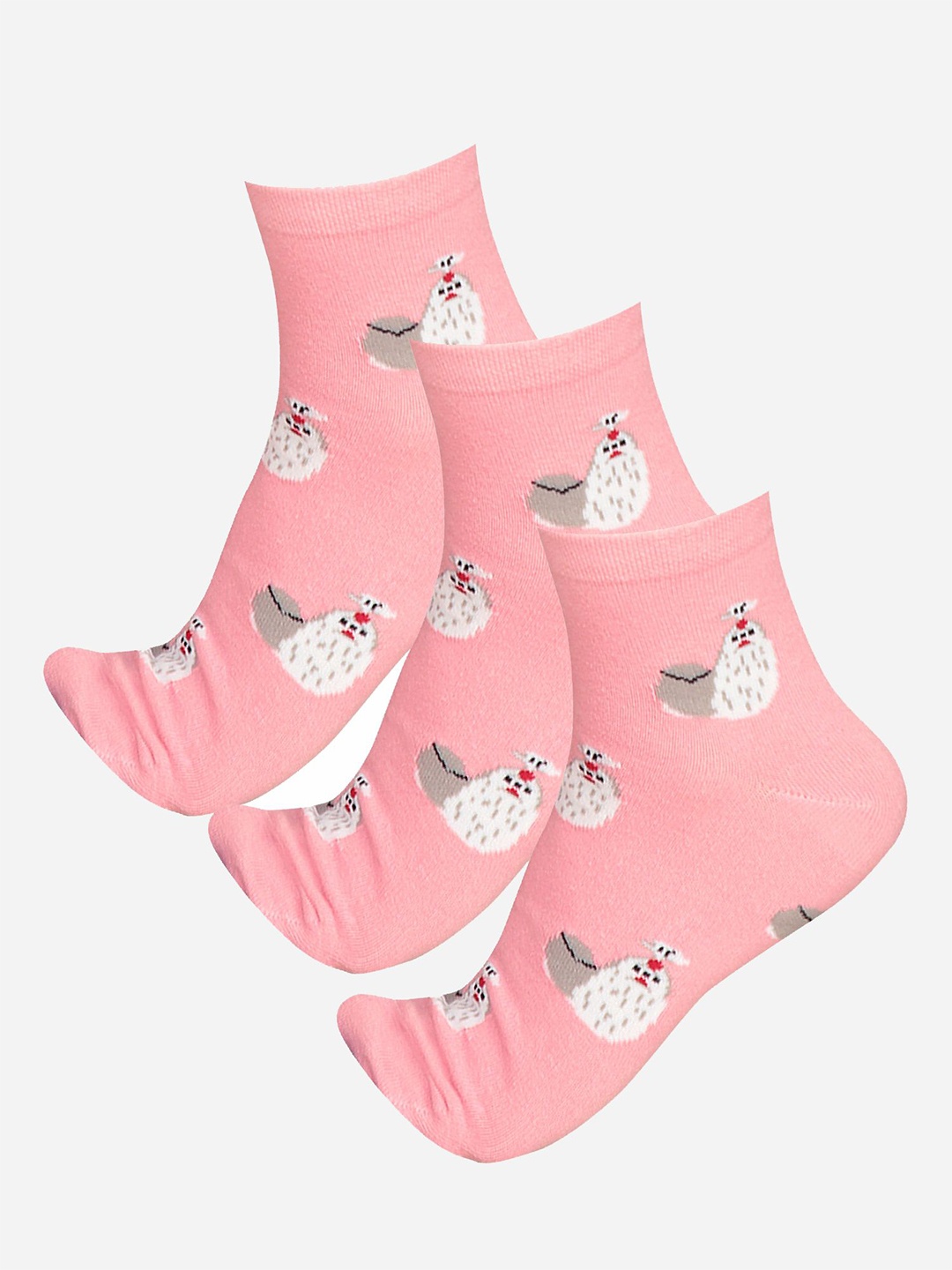 

Bodycare Pack Of 3 Printed Ankle- Length Socks, Pink