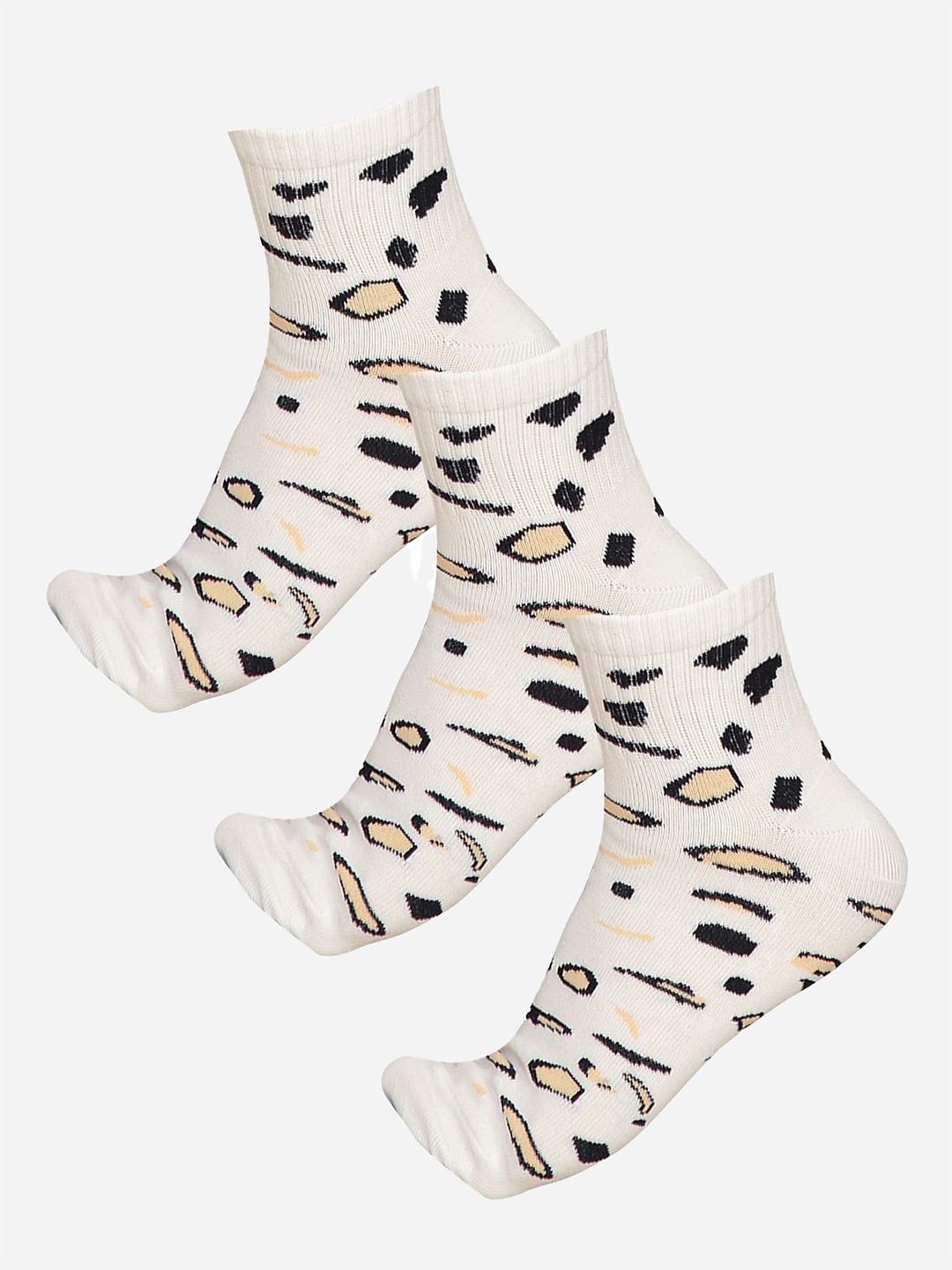 

Bodycare Women Pack Of 3 Printed Ankle-Length Socks, Off white