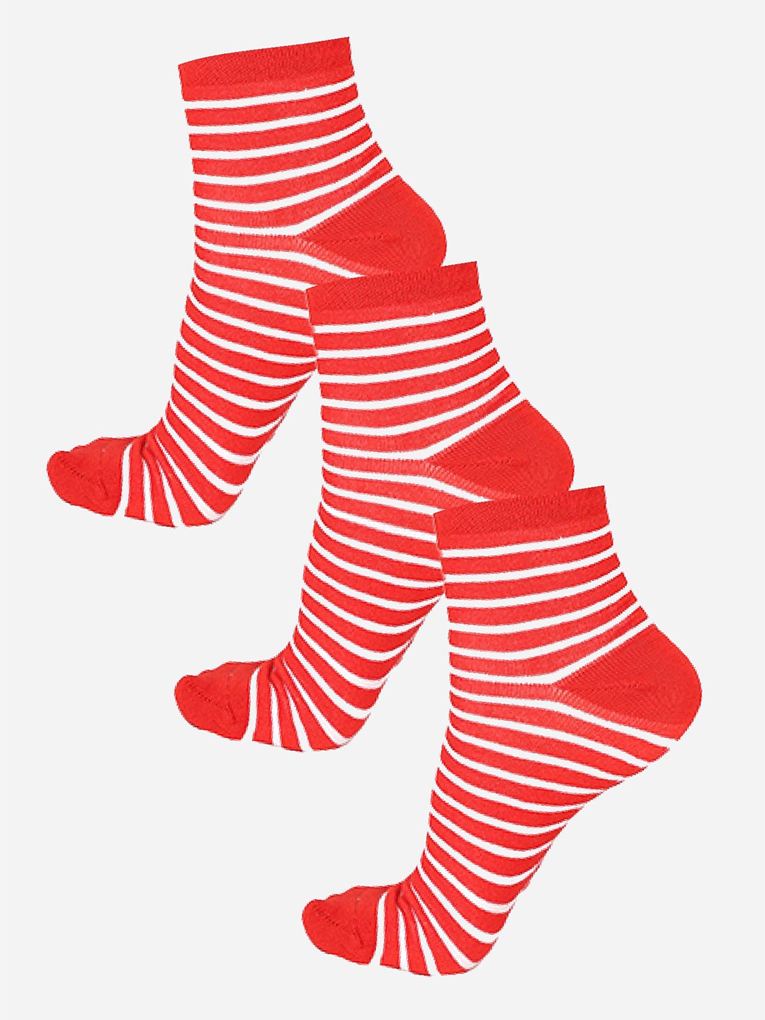 

Bodycare Women Pack Of 3 Striped Ankle-Length Socks, Red