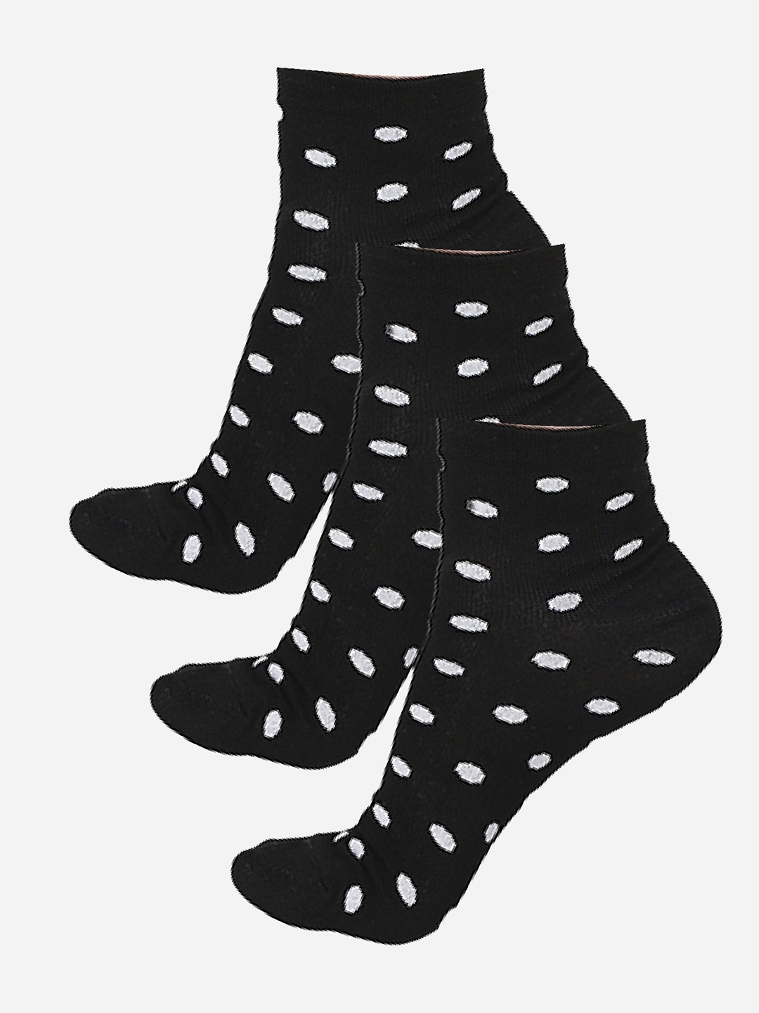 

Bodycare Women Pack Of 3 Printed Cotton Ankle Length Socks, Black