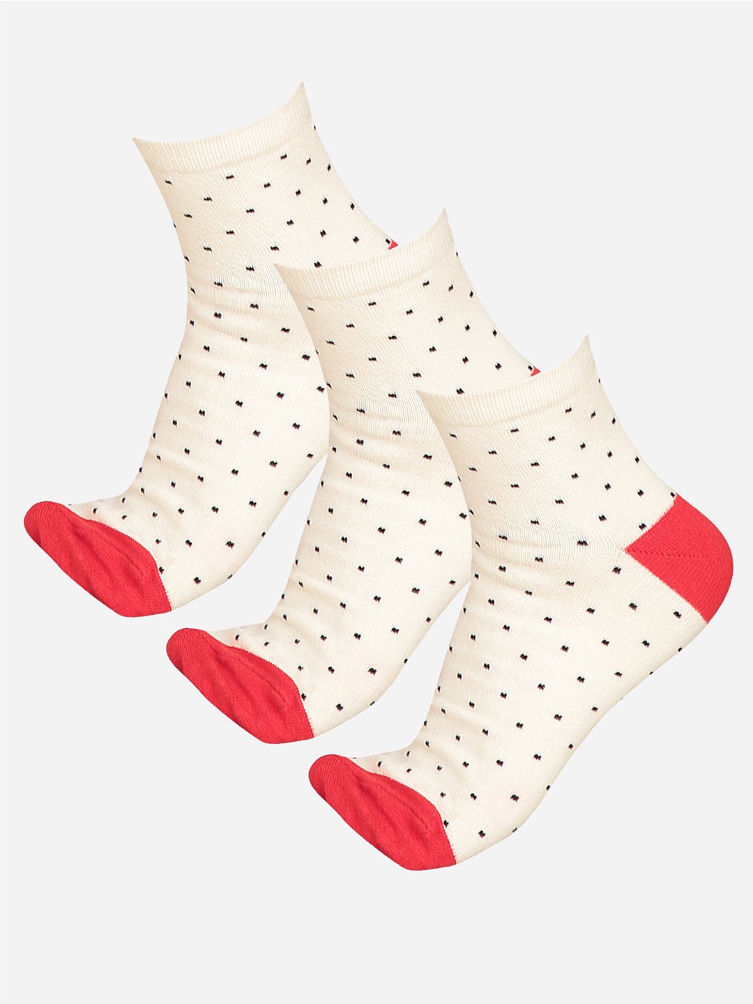 

Bodycare Women Pack Of 3 Patterned Ankle-Length Socks, Off white