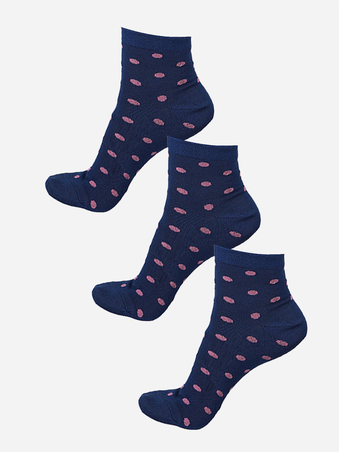 

Bodycare Women Pack Of 3 Printed Cotton Ankle Length Socks, Navy blue