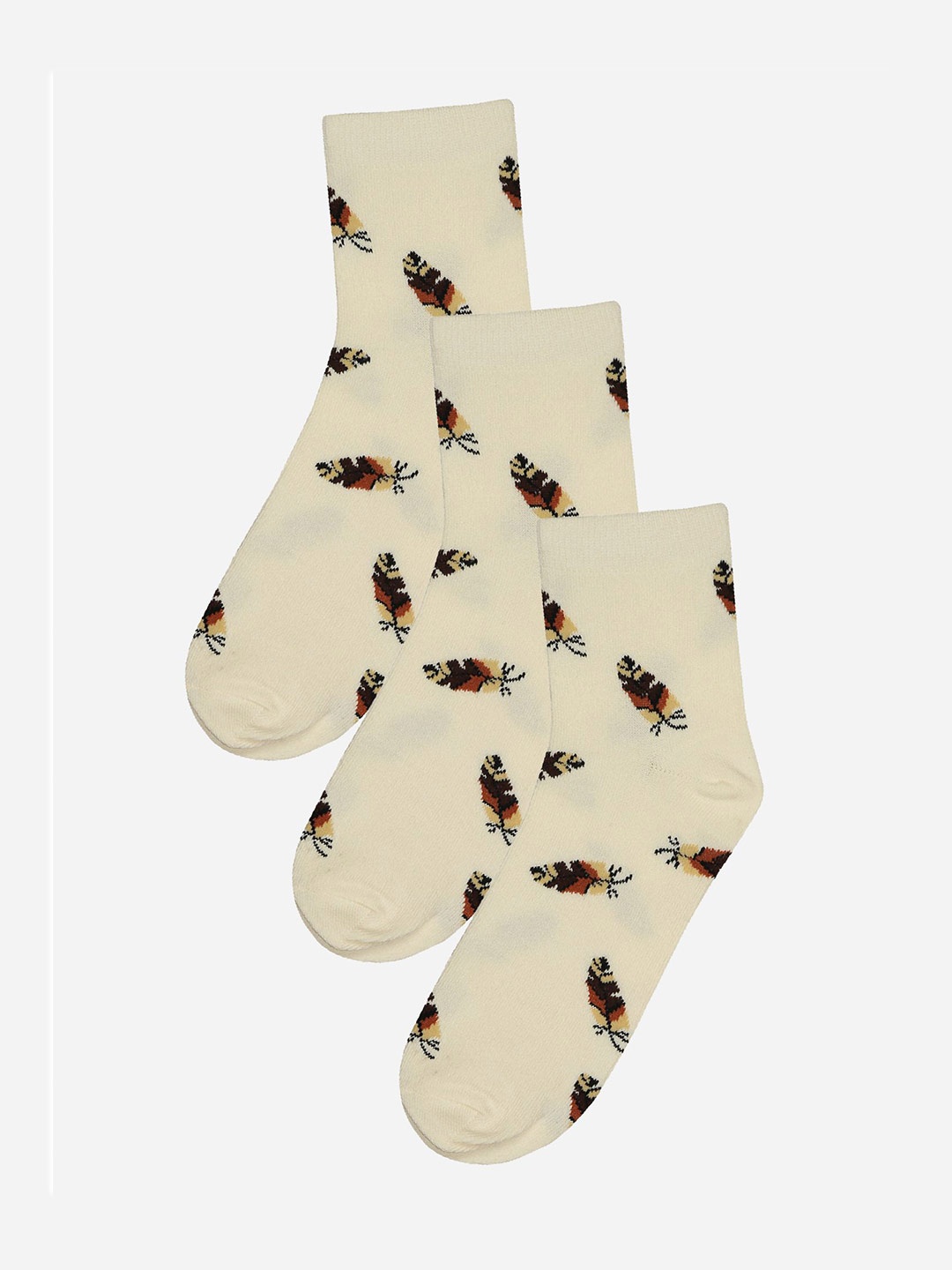 

Bodycare Women Pack Of 3 Printed Cotton Ankle Length Socks, Off white