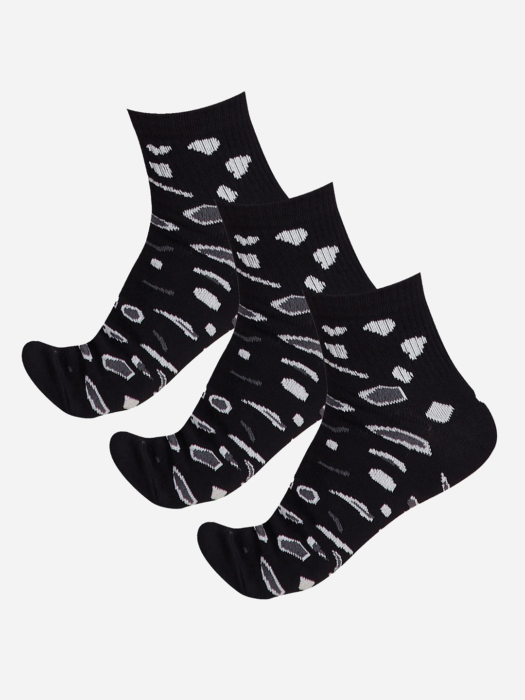 

Bodycare Women Pack Of 3 Patterned Ankle-Length Socks, Black