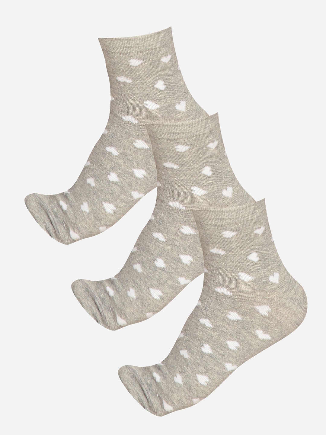 

Bodycare Women Pack Of 3 Printed Ankle-Length Socks, Grey melange