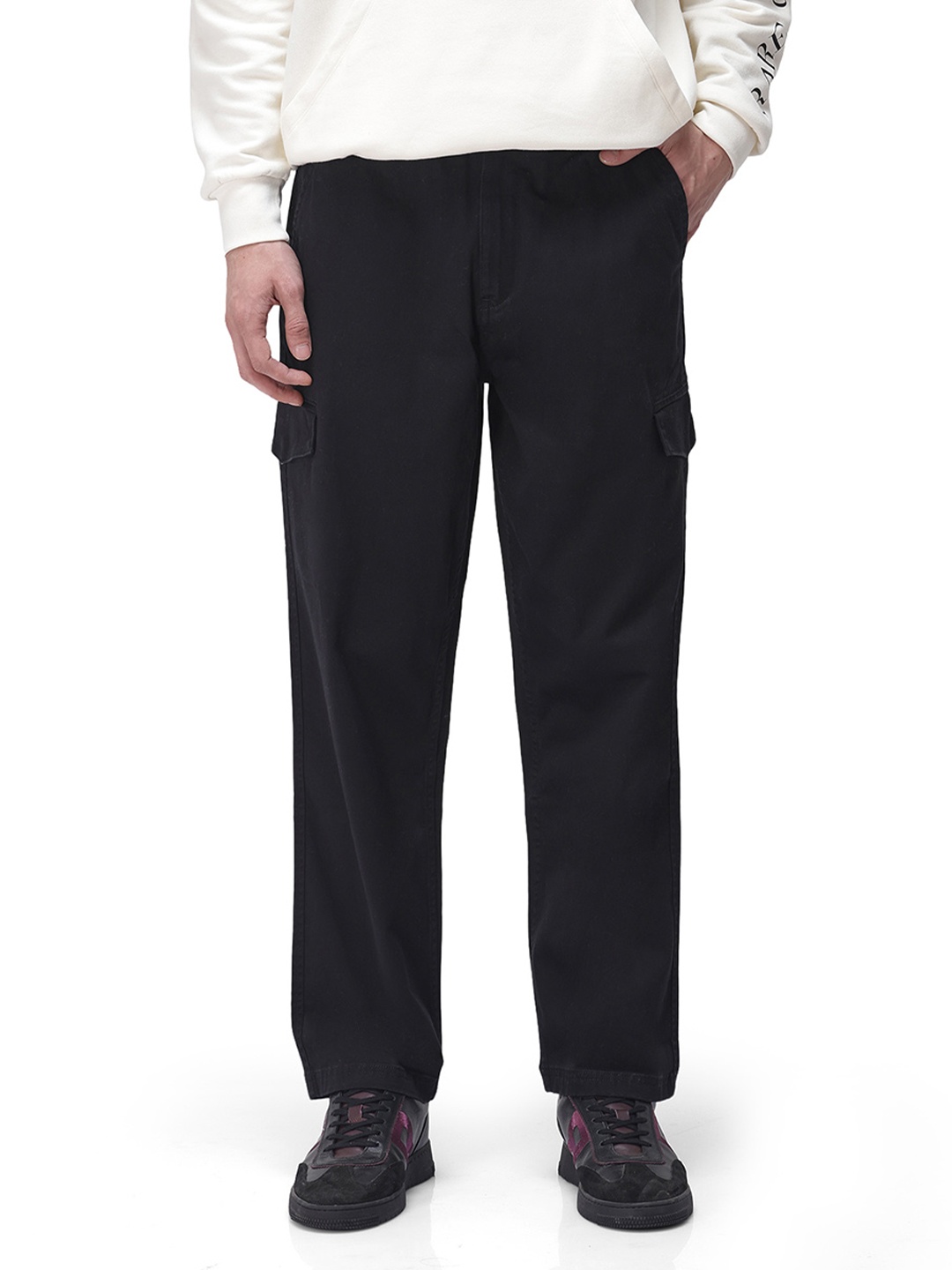 

RARE RABBIT Men Tailored Cargos Trousers, Black
