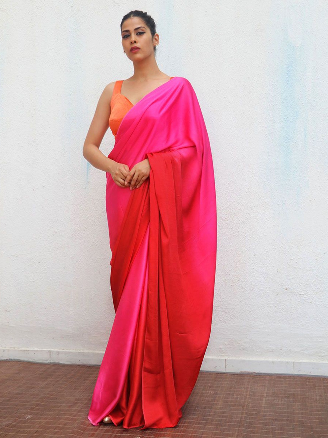 

Chidiyaa Pure Silk Ombre Saree With No Border, Pink