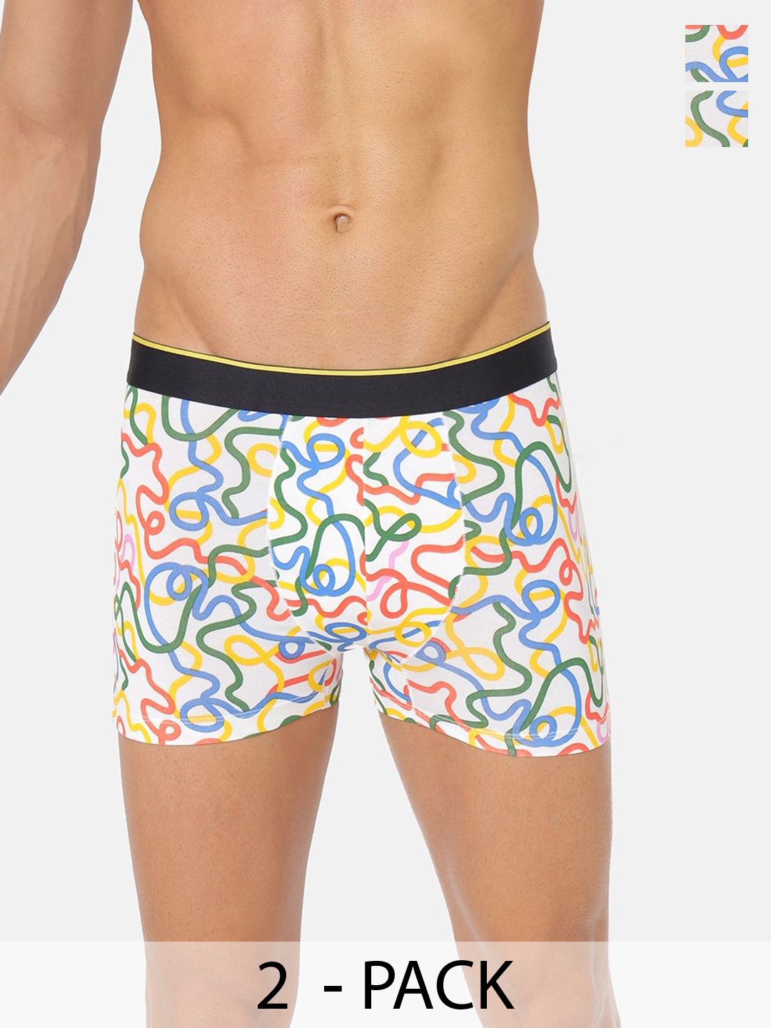

bummer Pack Of 2 Printed Breathability Trunks, White