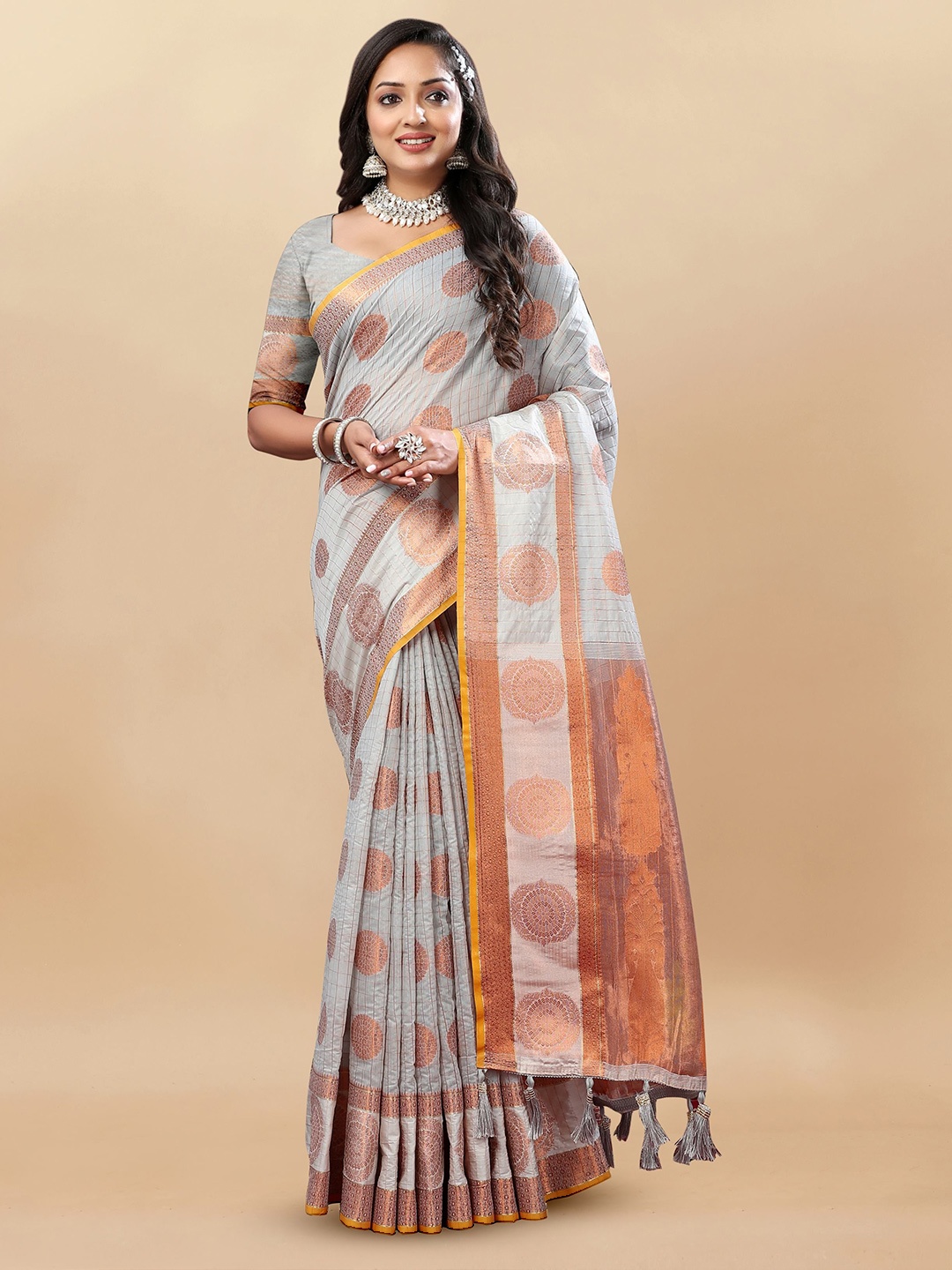 

Upalksh Woven Design Zari Banarasi Saree, Grey