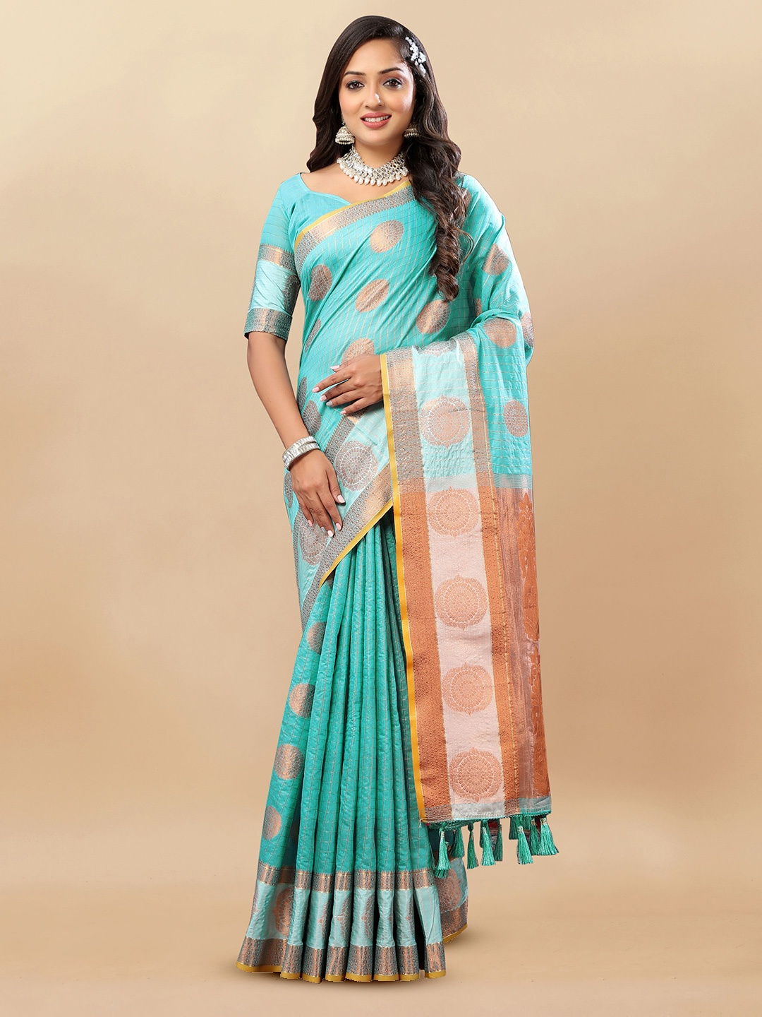 

Upalksh Woven Design Zari Banarasi Saree, Turquoise blue