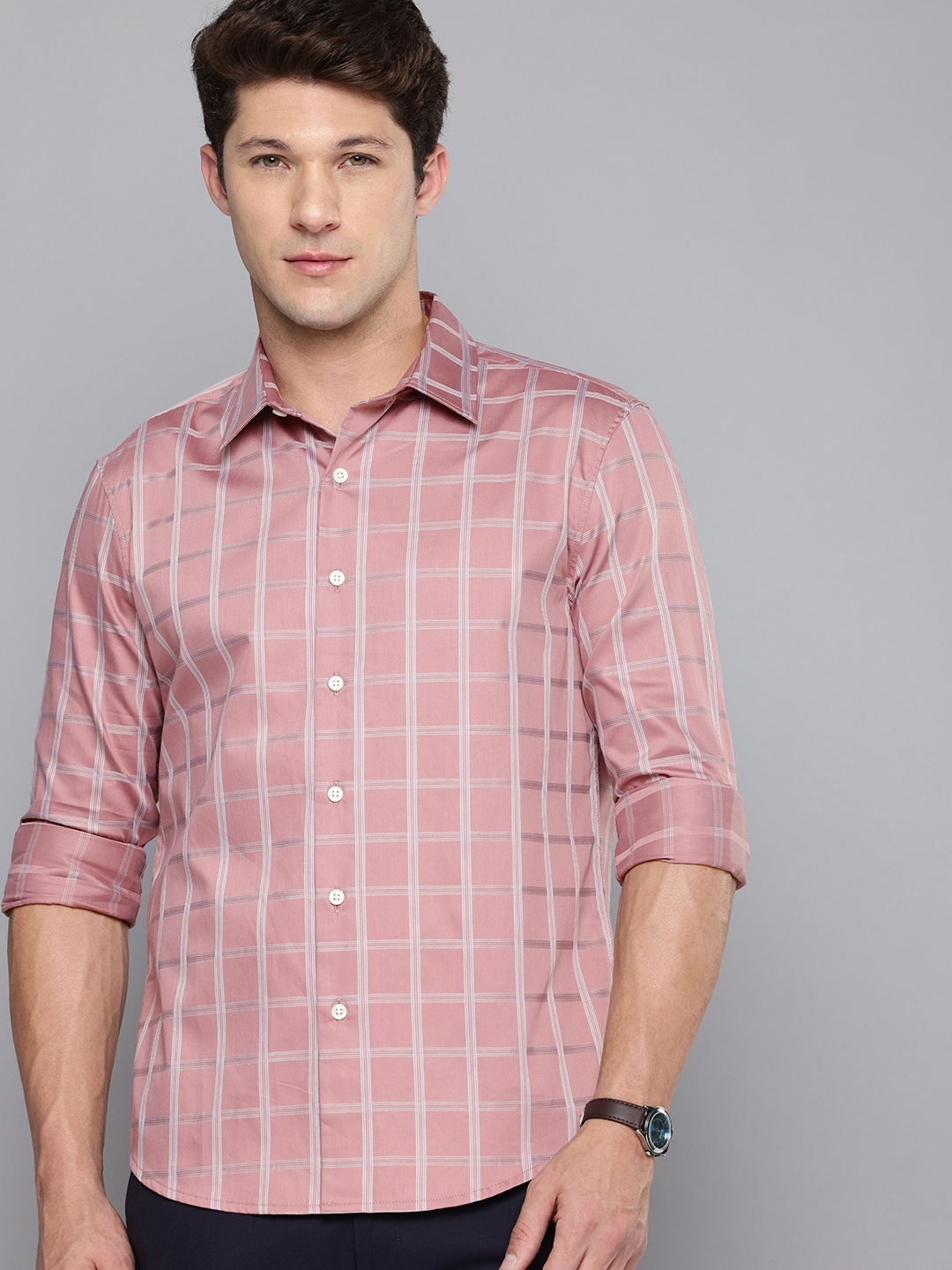 

Levis Pure Cotton Slim Fit Checked Casual Shirt, Mauve