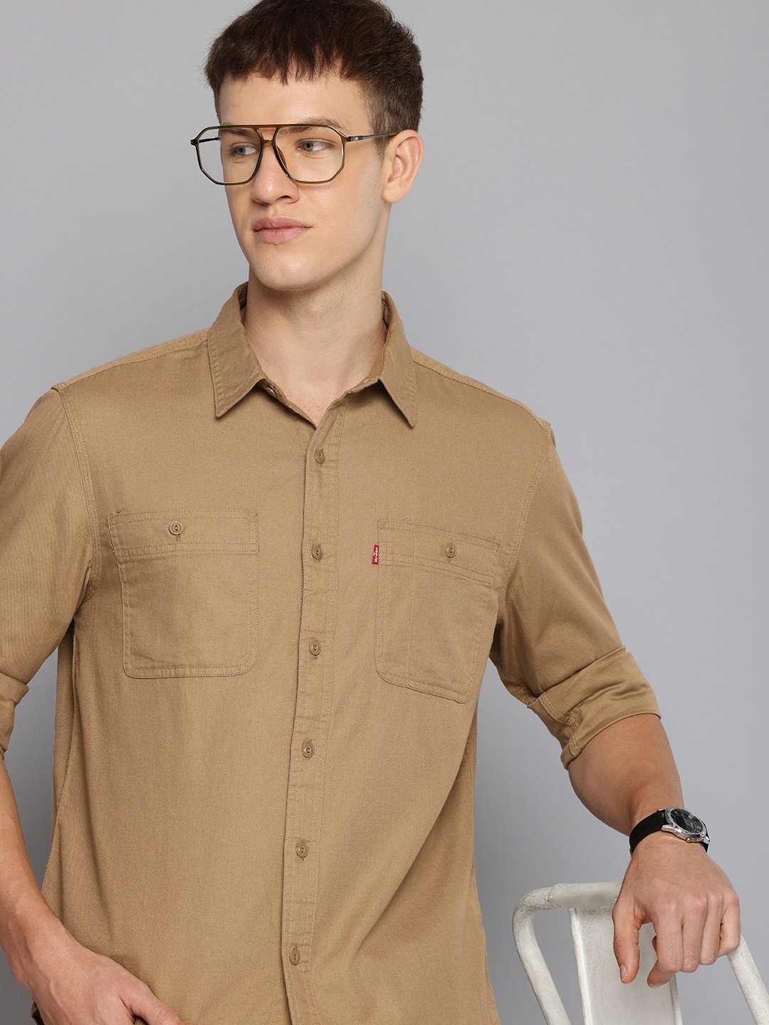 

Levis Standard Opaque Pure Cotton Denim Casual Shirt, Brown