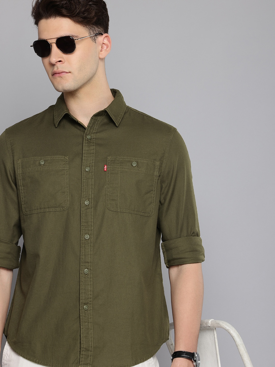 

Levis Standard Opaque Pure Cotton Denim Casual Shirt, Green