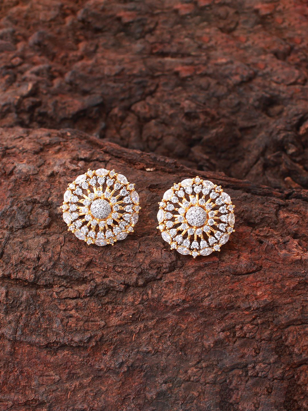 

Mirana Gold-Plated American Diamond Contemporary Studs