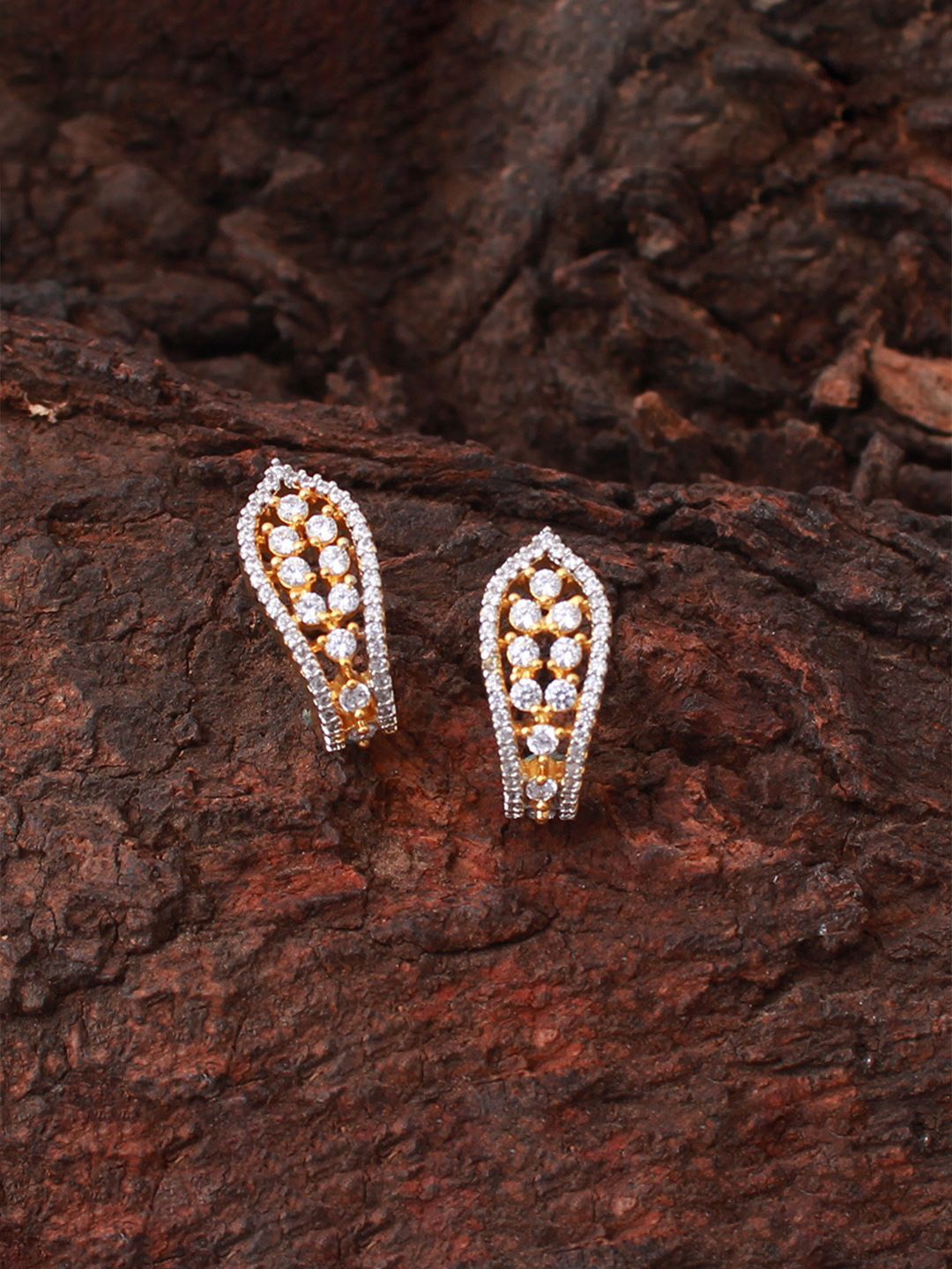 

Mirana Gold Plated Cubic Zirconia Stoned Studded Contemporary Studs Earrings