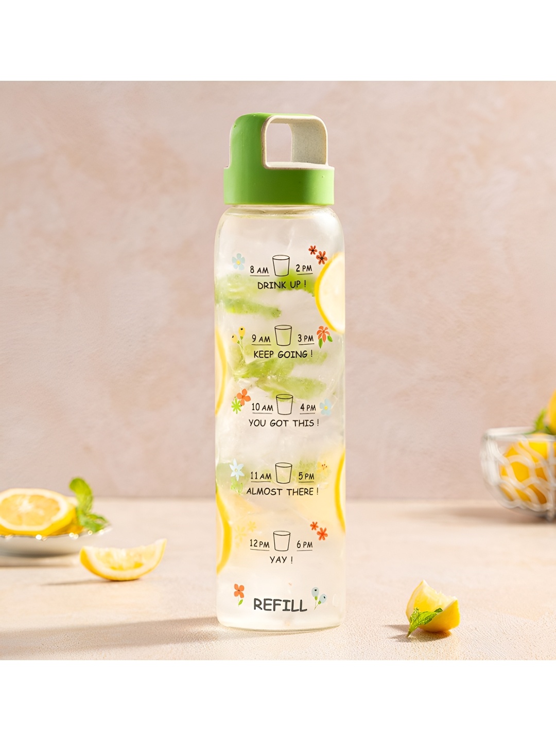 

BOROSIL Neo Motivational Green & Transparent Single Glass Printed Water Bottle 1 L