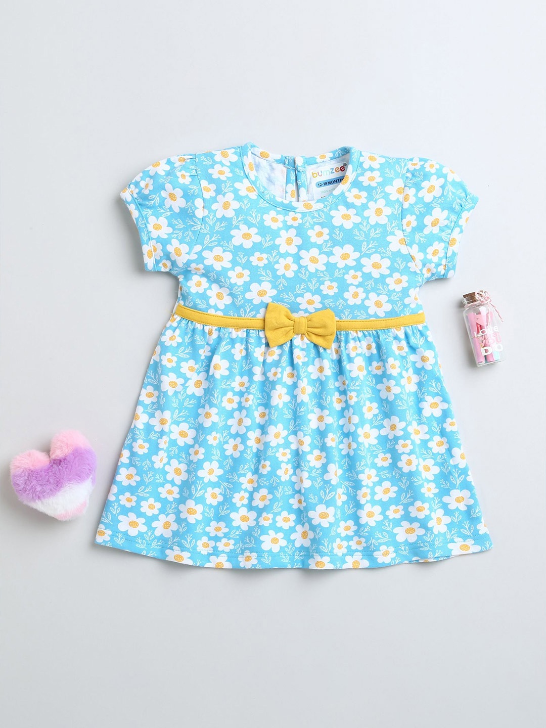 

BUMZEE Floral Print Puff Sleeve Fit & Flare Dress, Blue