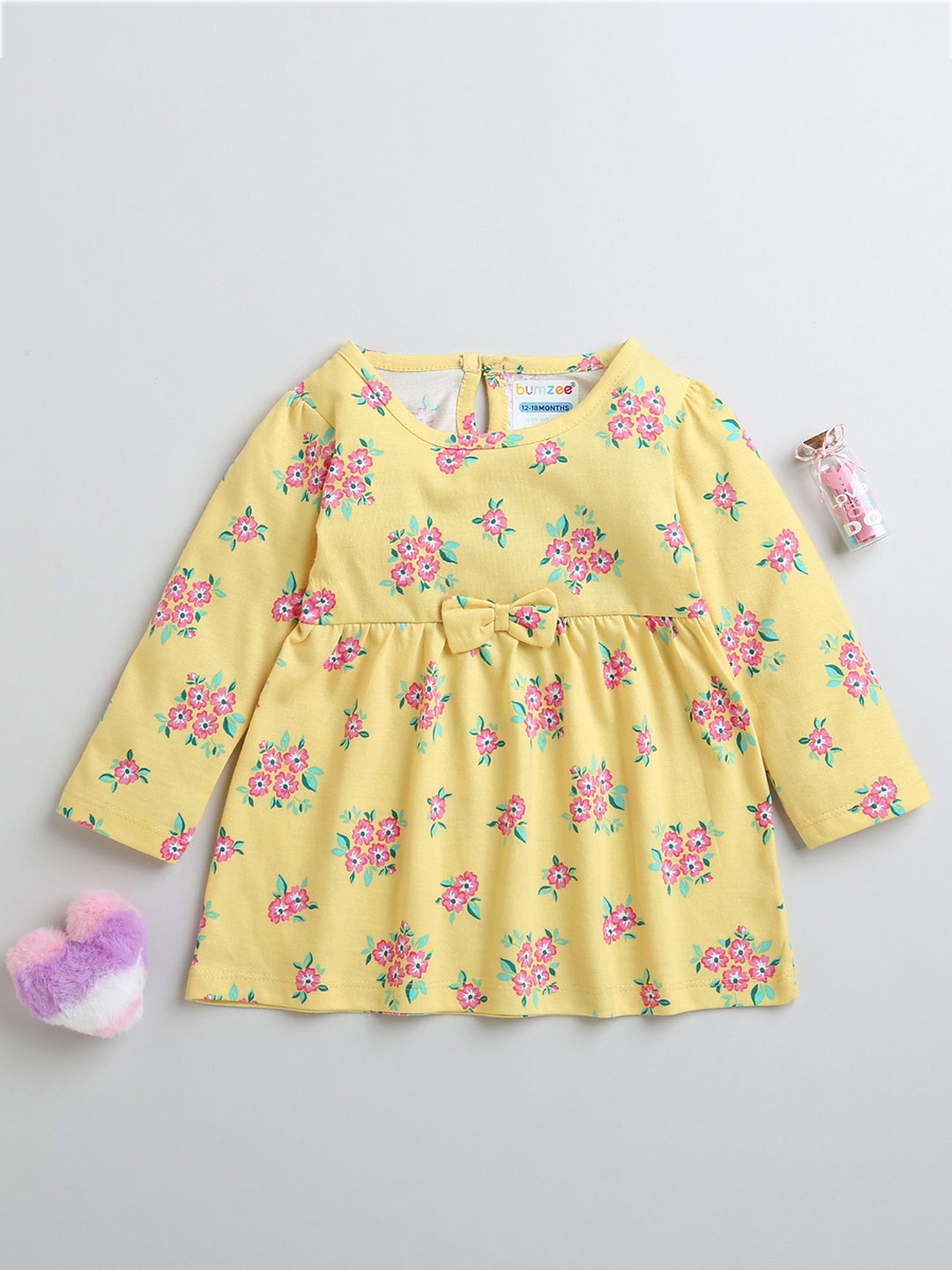 

BUMZEE Floral Print A-Line Dress, Yellow