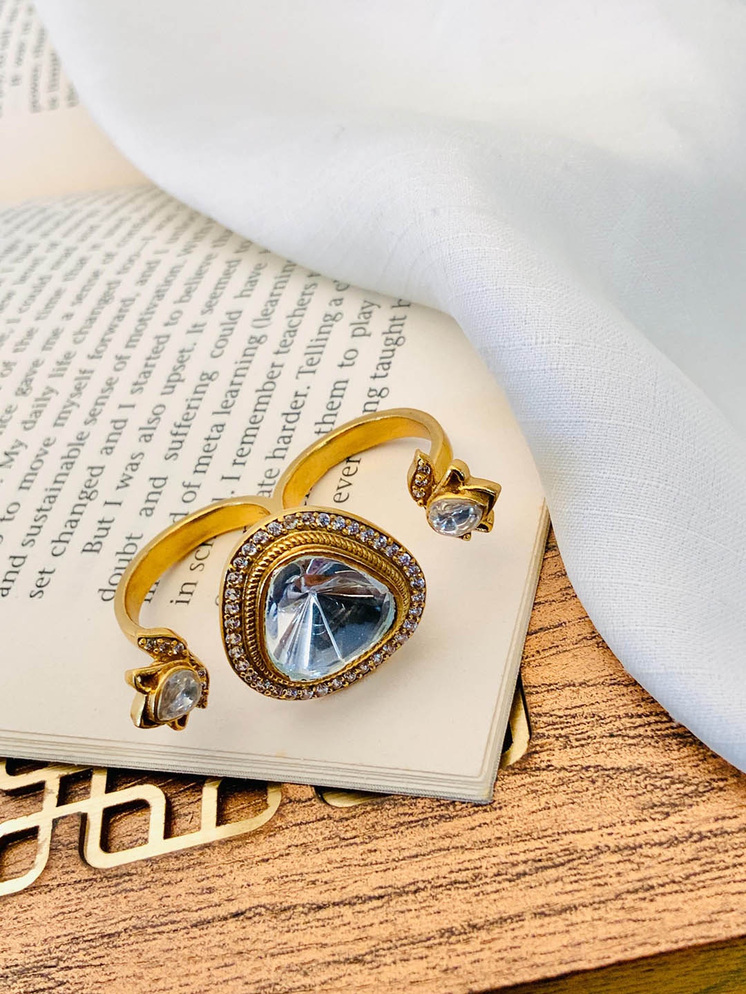 

ABDESIGNS Gold-Plated Stone Studded Finger Ring