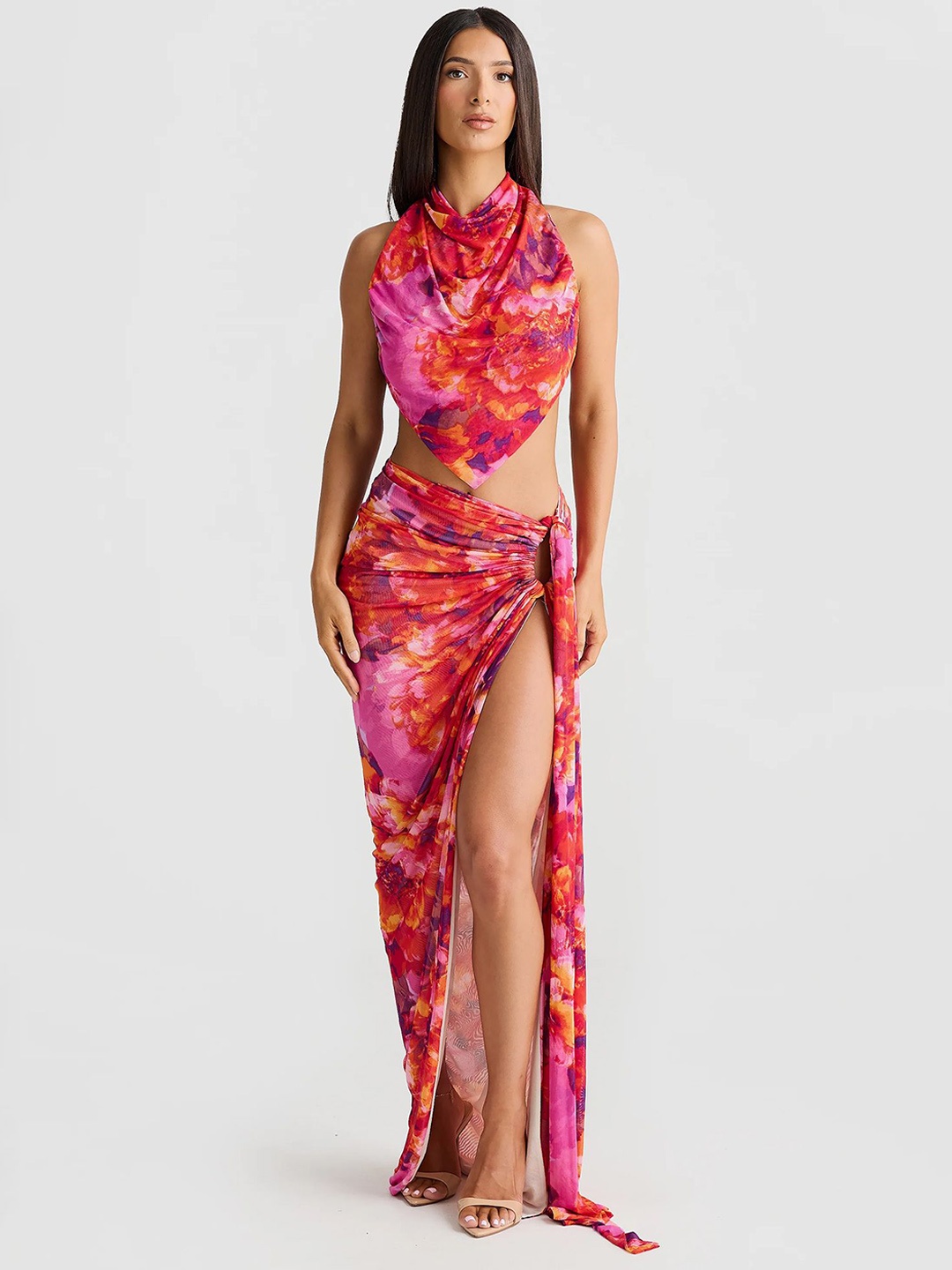 

LULU & SKY Printed Top With Skirt Co-Ords, Red