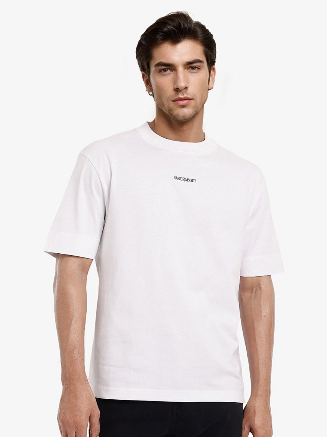 

RARE RABBIT Men Printed Sports and Team Jersey Applique T-shirt, White
