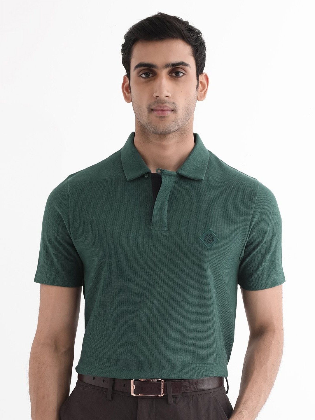 

RARE RABBIT Men Solid PoloCollarT-shirt, Green