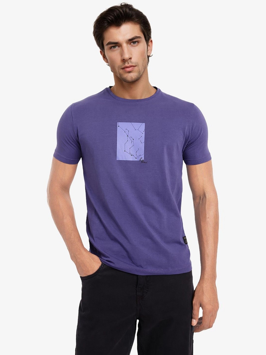 

RARE RABBIT Men Pockets T-shirt, Purple