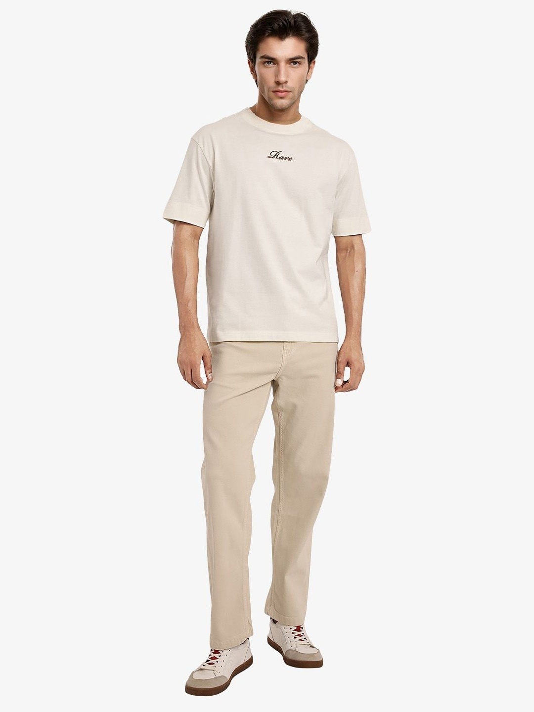 

RARE RABBIT Men Typography Printed T-shirt, Off white