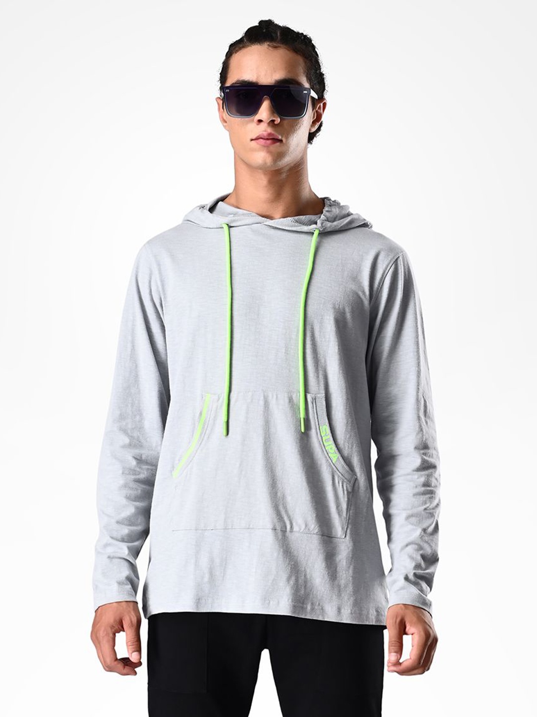 

Supa Men Solid Hooded Sweatshirt, Grey