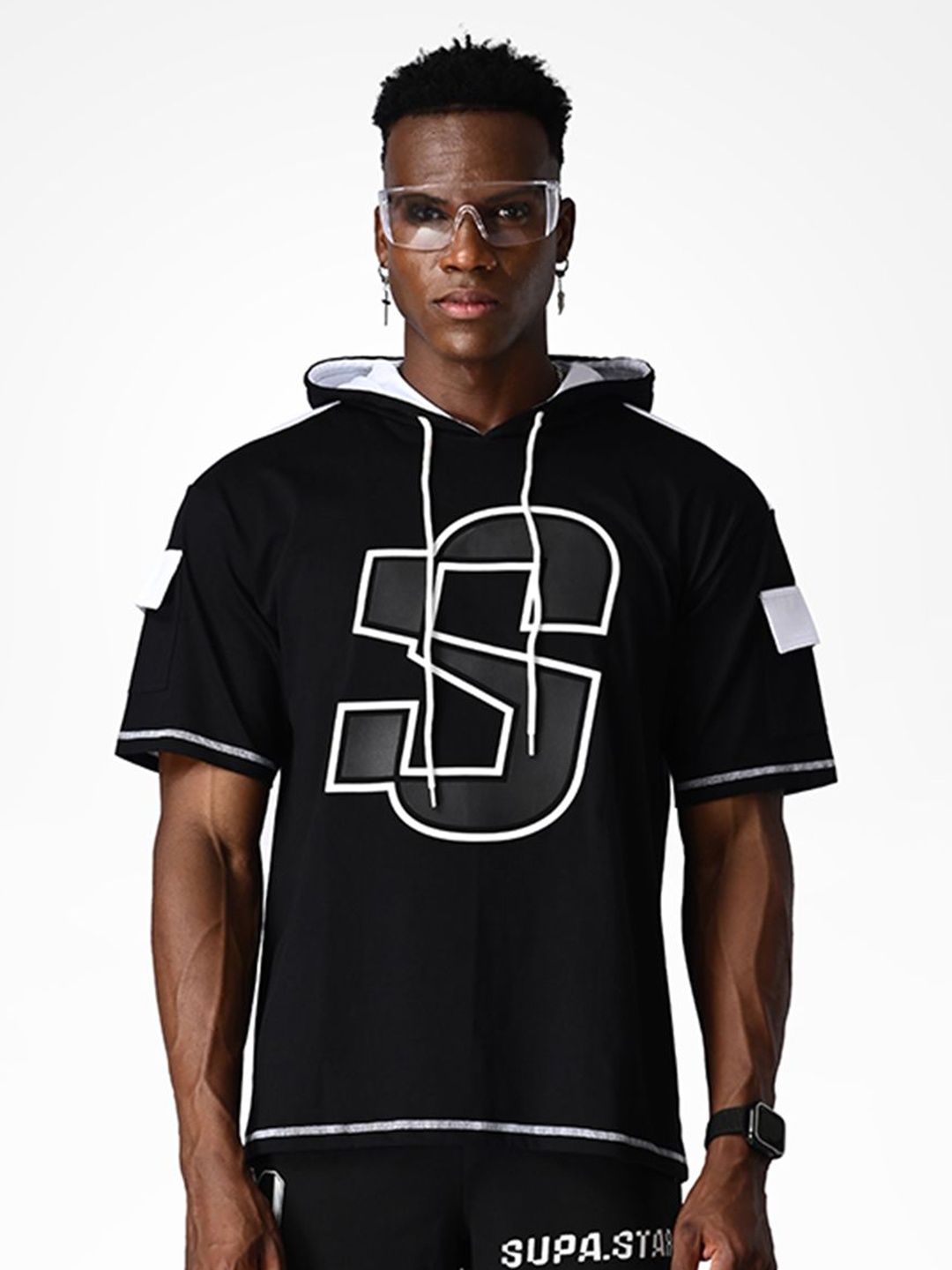 

Supa Men Printed Hooded Sweatshirt, Black