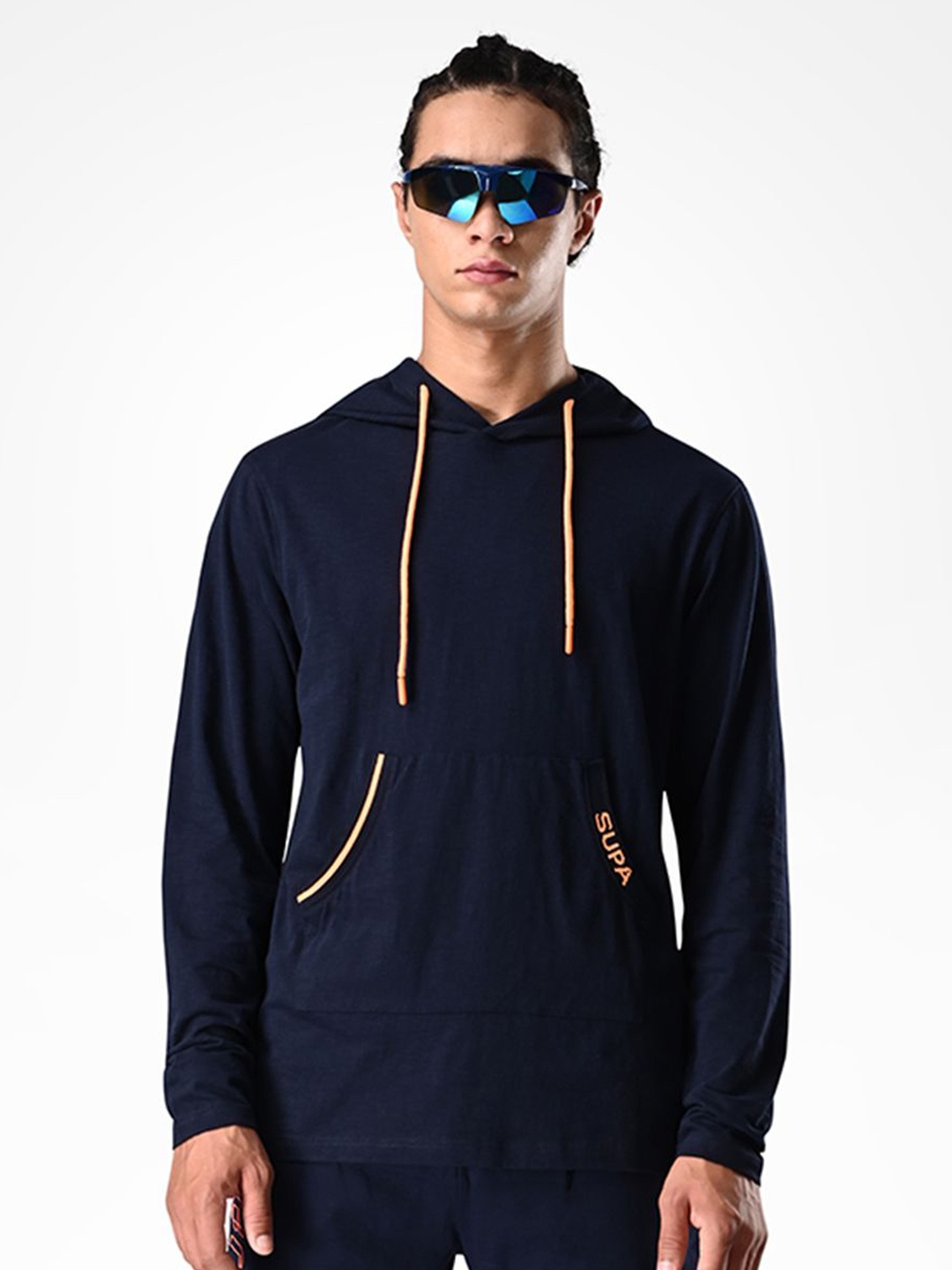 

Supa Men Solid Hooded Sweatshirt, Navy blue