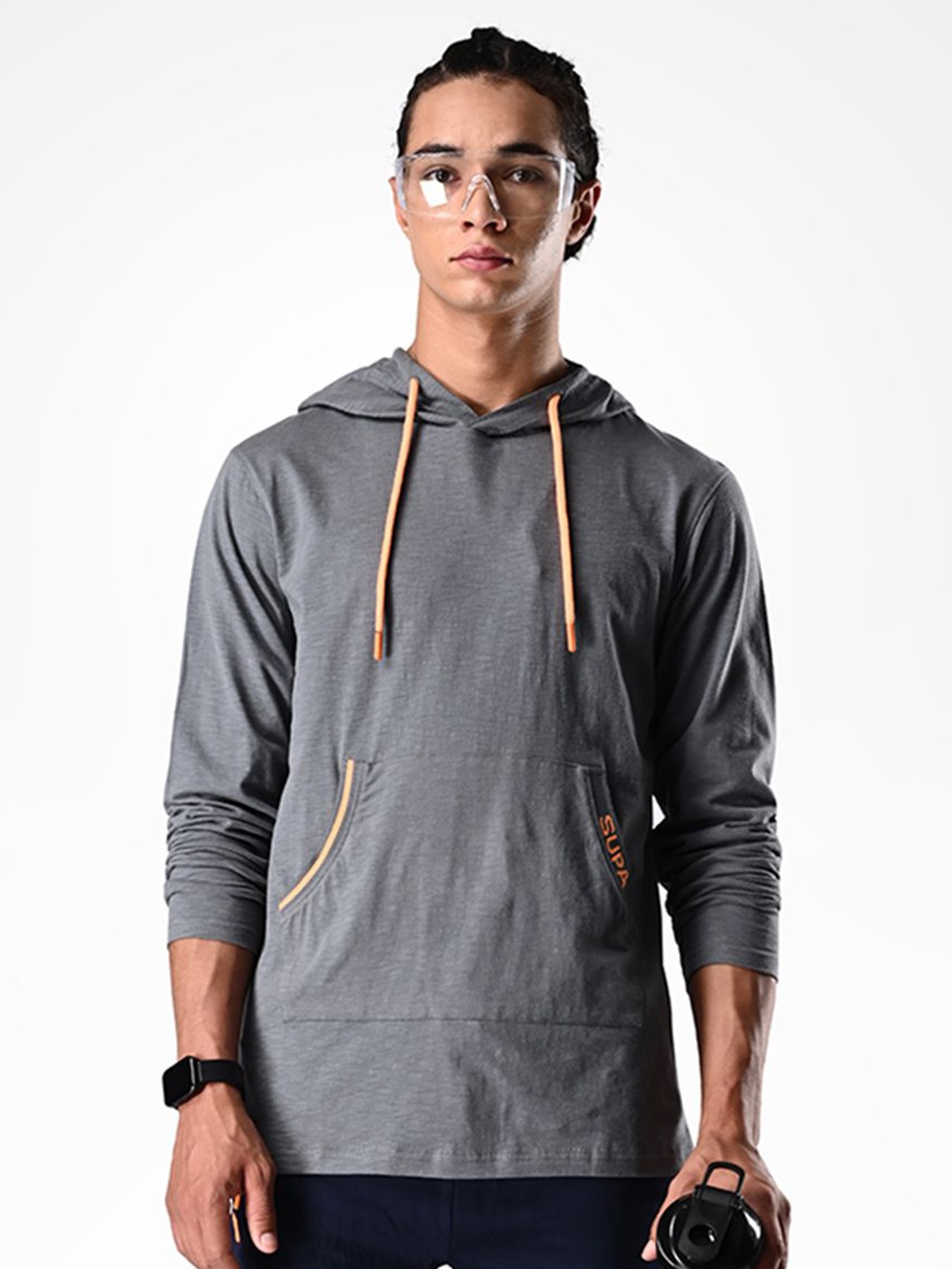 

Supa Men Solid Hooded Sweatshirt, Grey