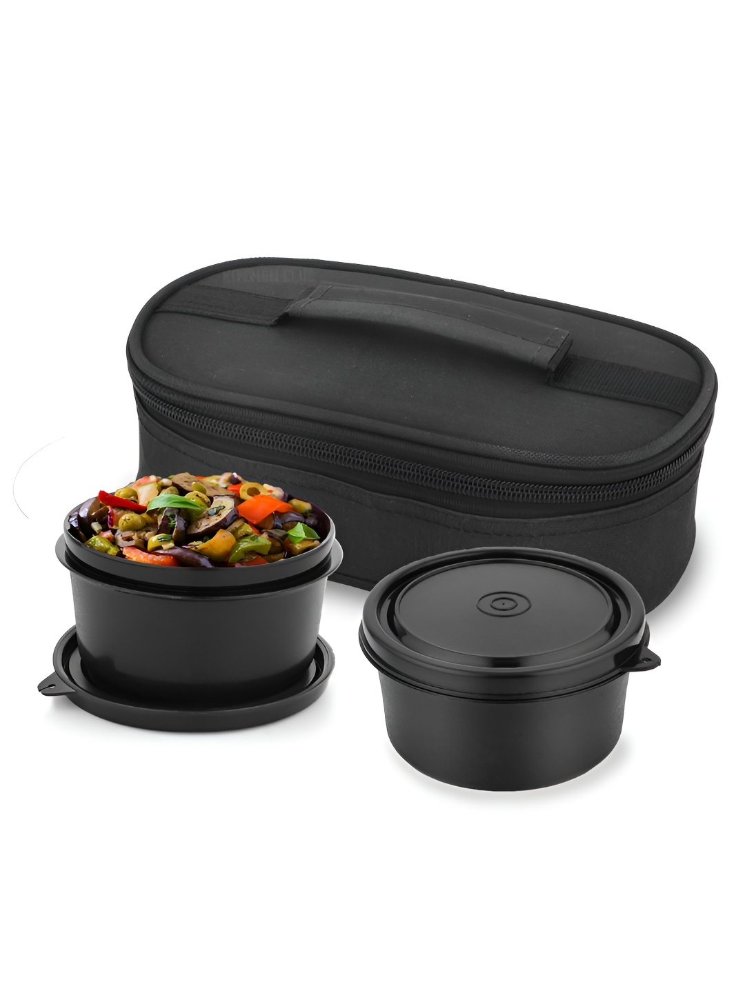 

KITCHEN CLUE Black 2 Pieces Stainless Steel Lunch Boxes With Lunch Bag