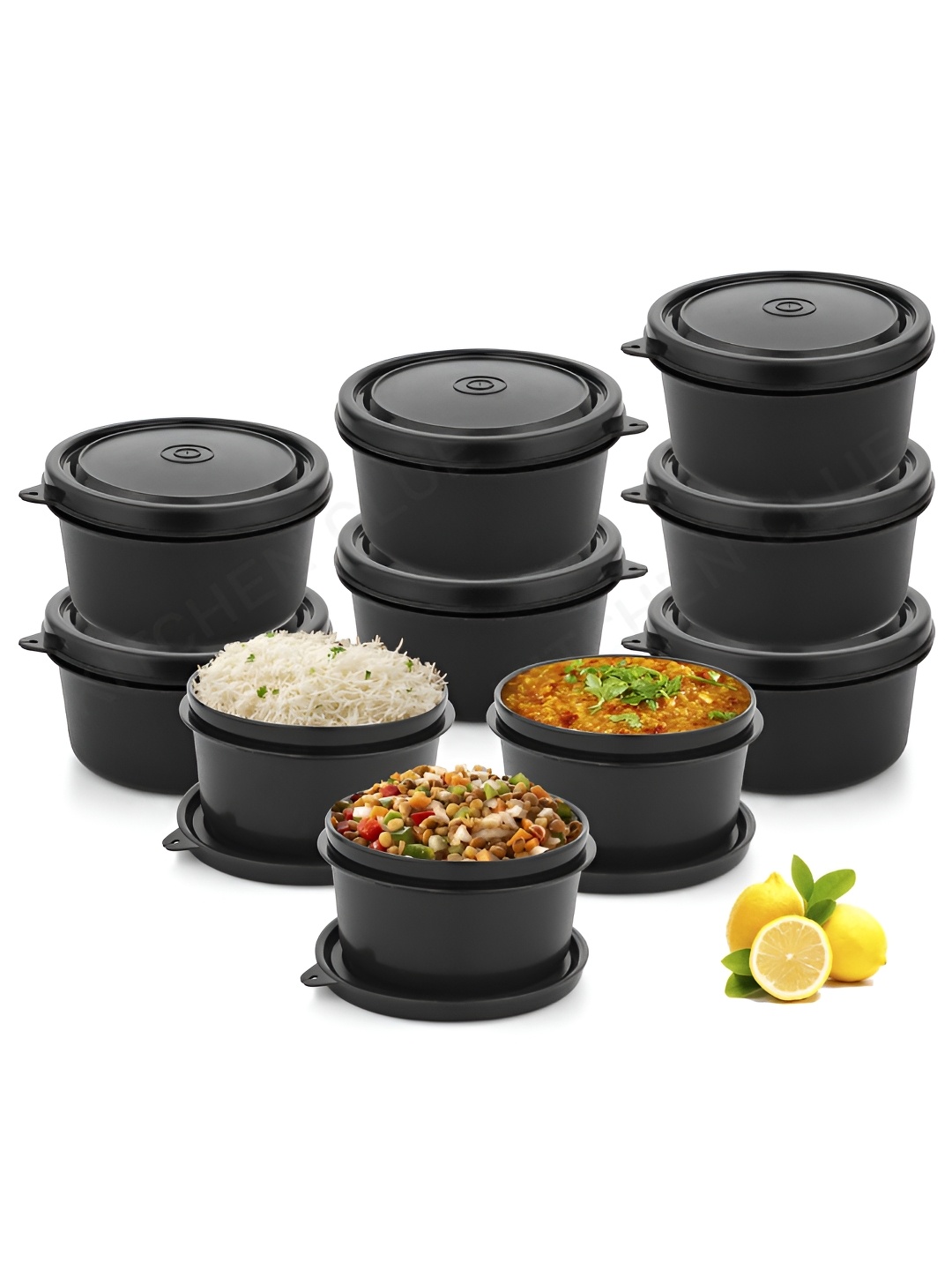 

KITCHEN CLUE Black 10 Pieces Rut Free Lunch Boxes