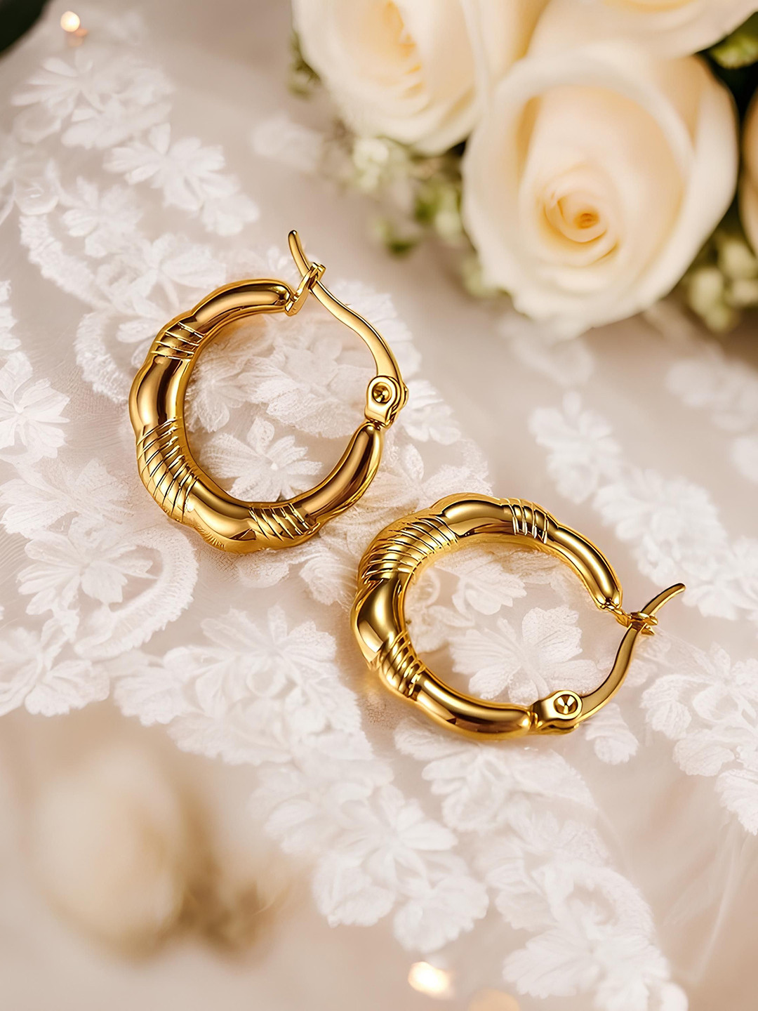 

KARISHMA KREATIONS Gold Plated Contemporary Hoop Earrings