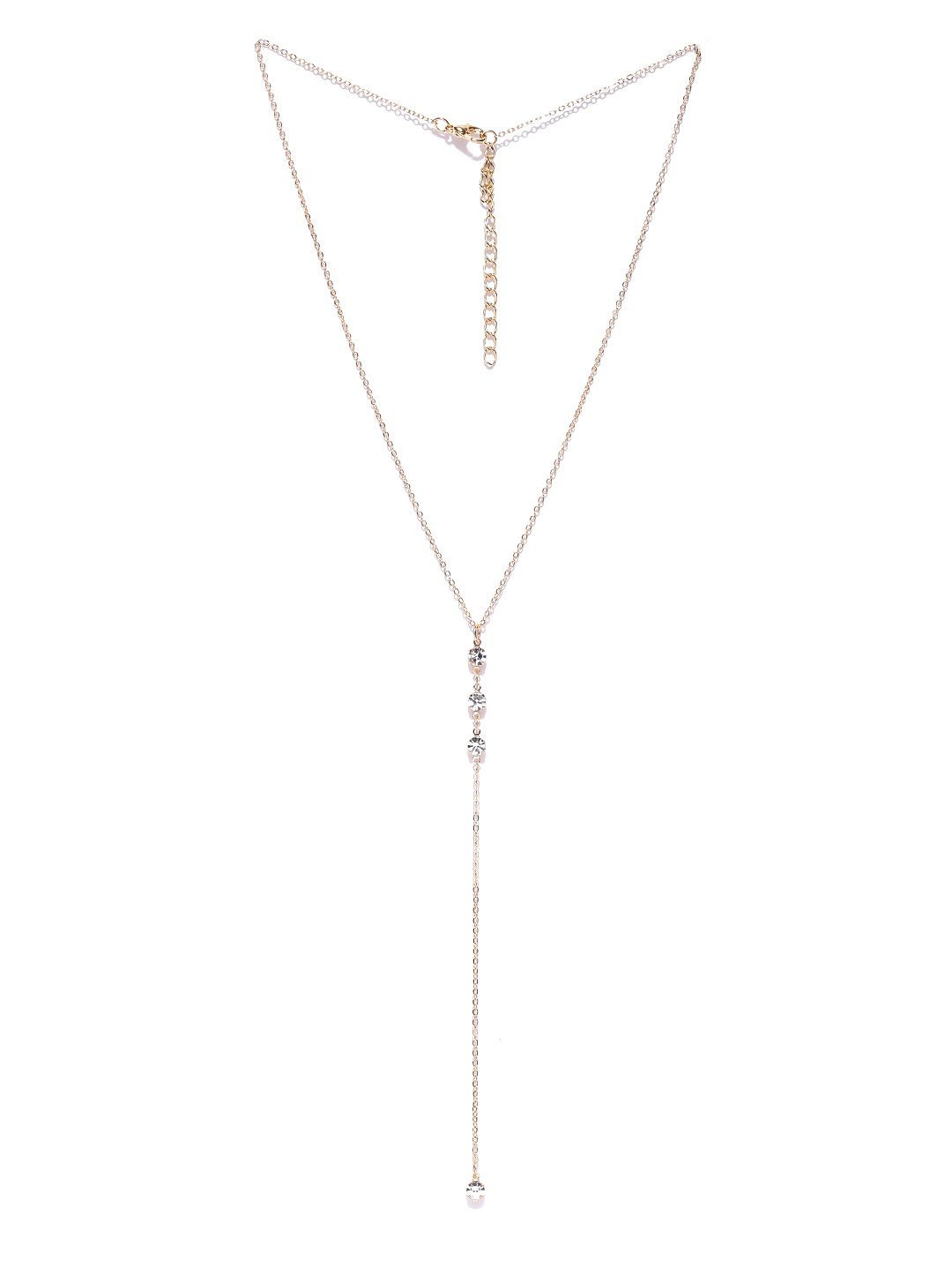 

OOMPH Crystals Stone Lariat Necklace, Gold