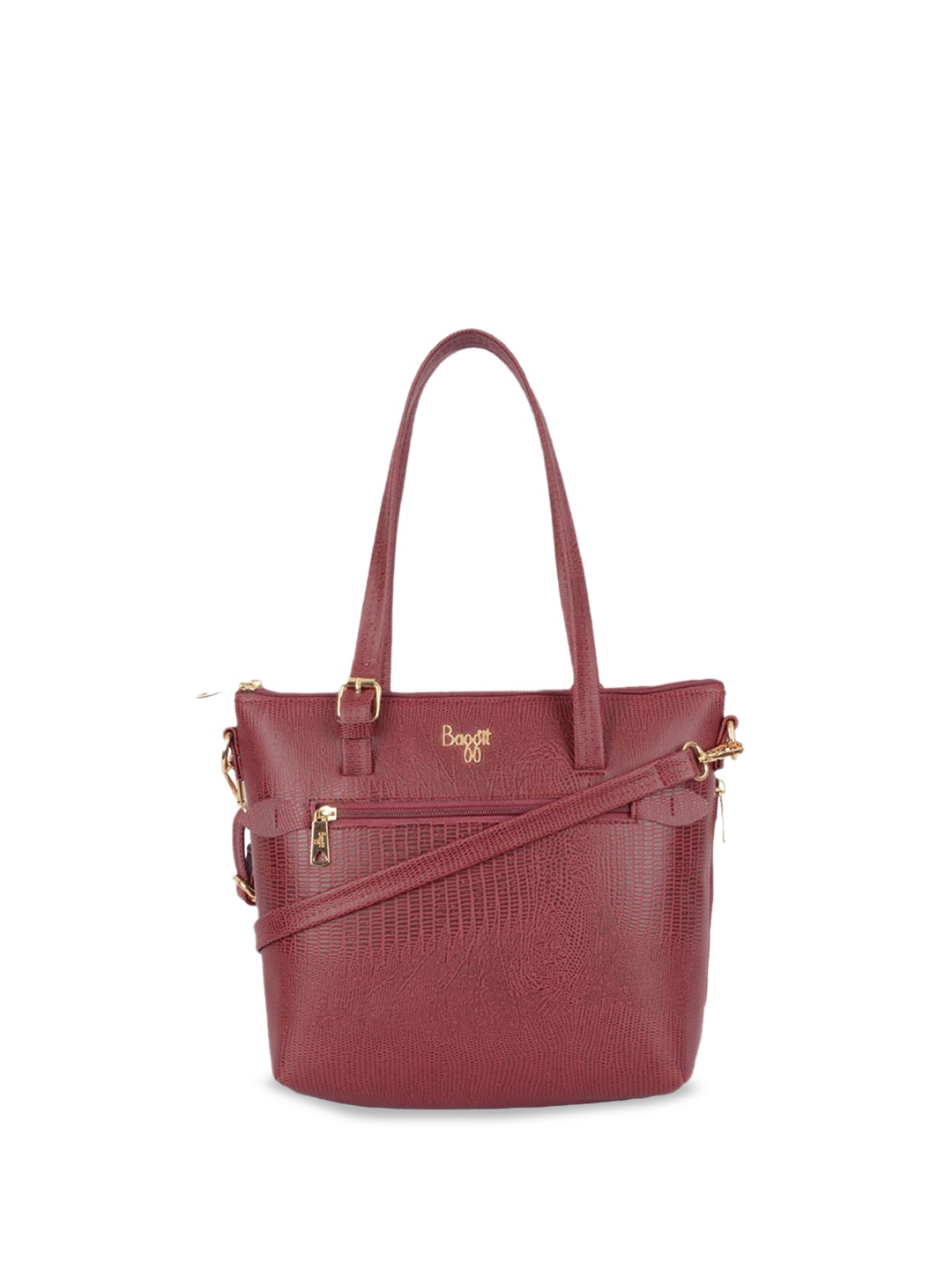 

Baggit Women Textured PU Structured Shoulder Bag with Cut Work, Red