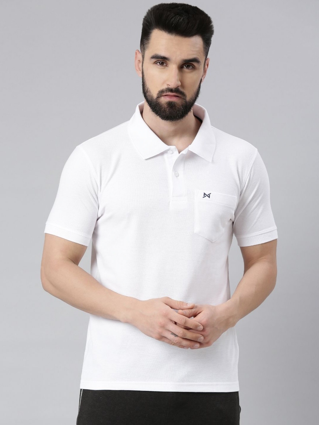 

Force NXT Men Solid Polo Collar Pocket T-shirt, White
