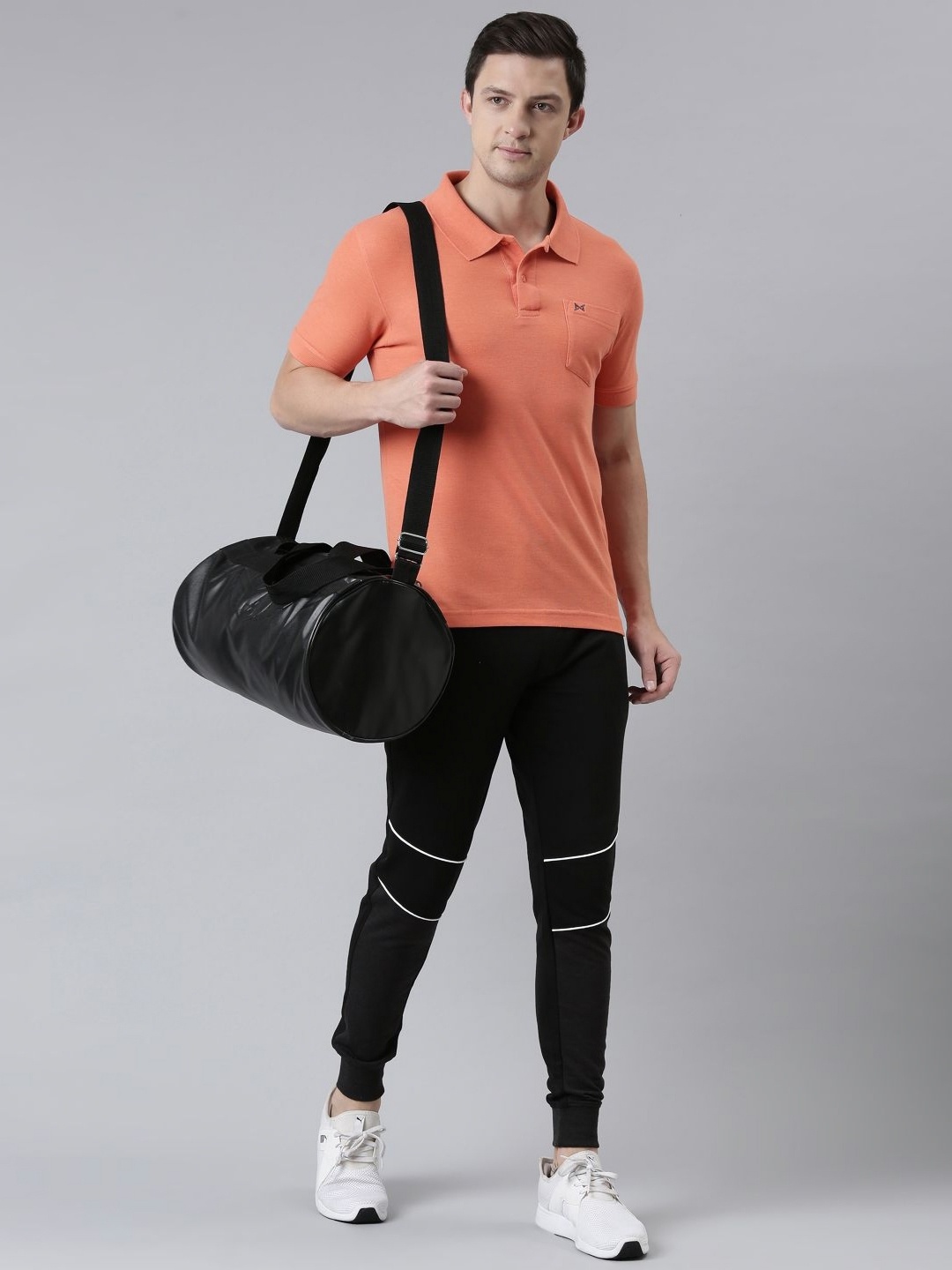 

Force NXT Men Solid Polo Collar Pocket Cotton T-shirt, Orange