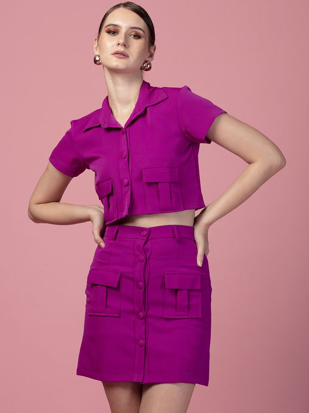 

De Novoo Shirt-Collar Shirt With Skirt, Purple