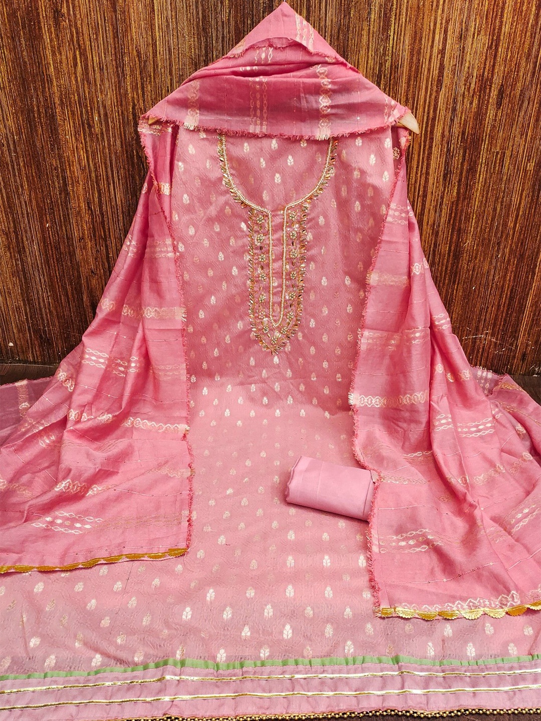 

LeeliPeeri Designer Embroidered Unstitched Dress Material, Pink