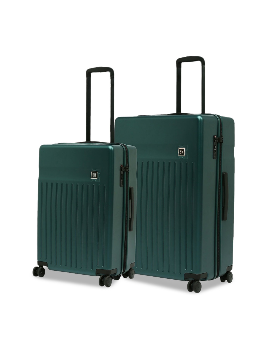 

EUME Set Of 2 Textured Hard Sided Medium & Large Trolly Bags, Green