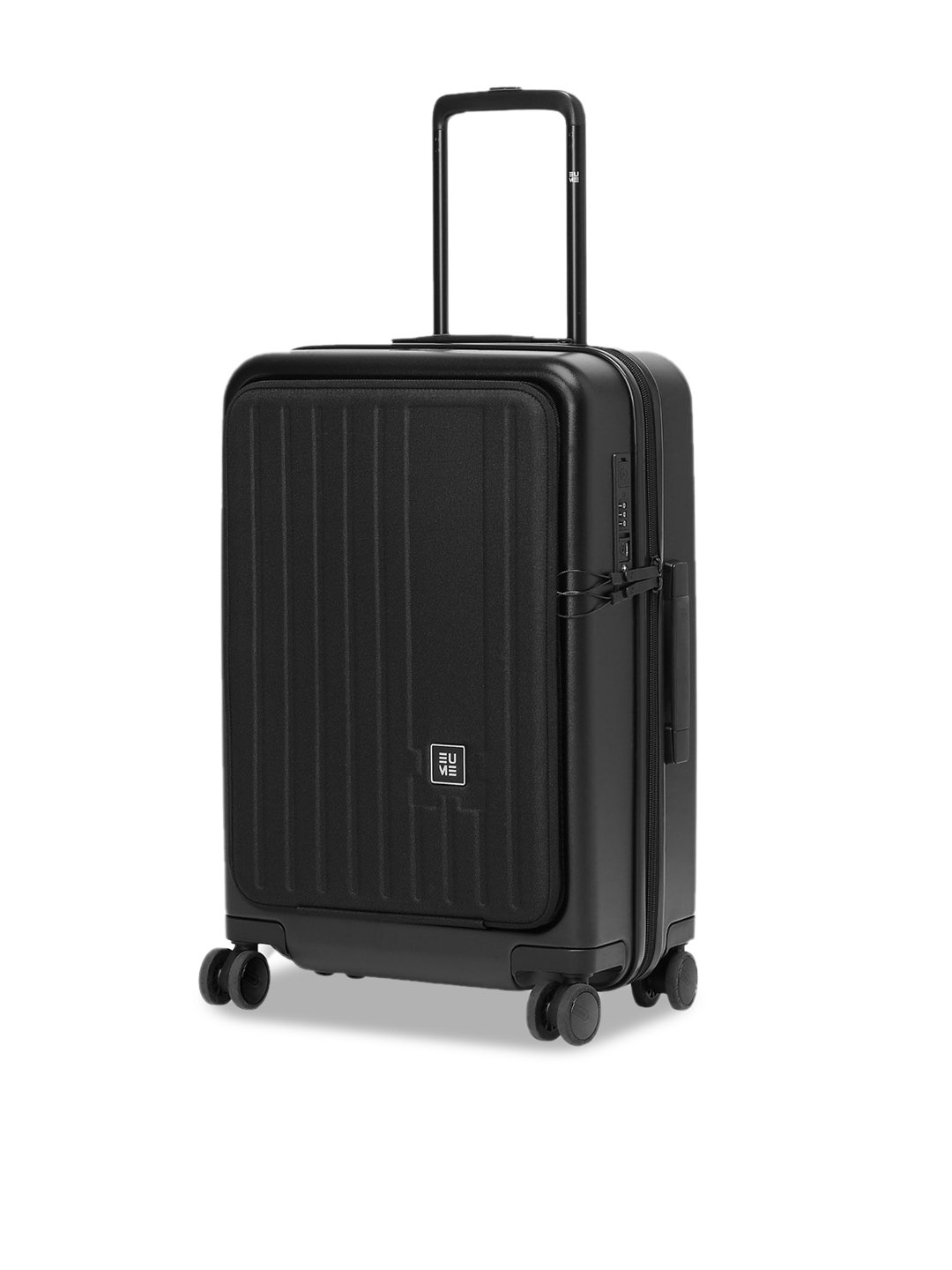 

EUME Textured 8 Wheels Hard Suitcase Trolley Bags, Black
