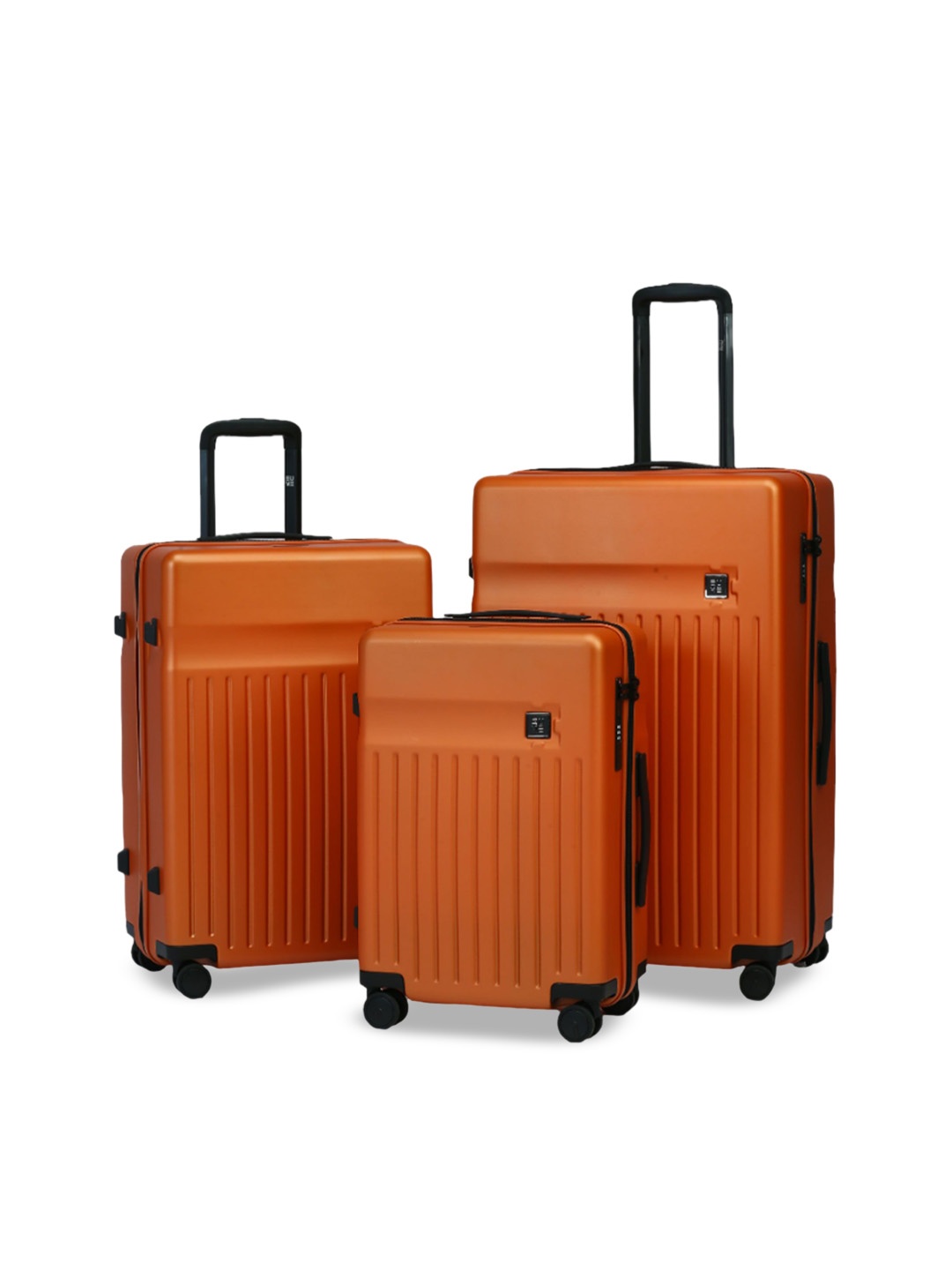 

EUME Classic Set Of 3 Textured Hard-Sided Trolley Bags, Orange